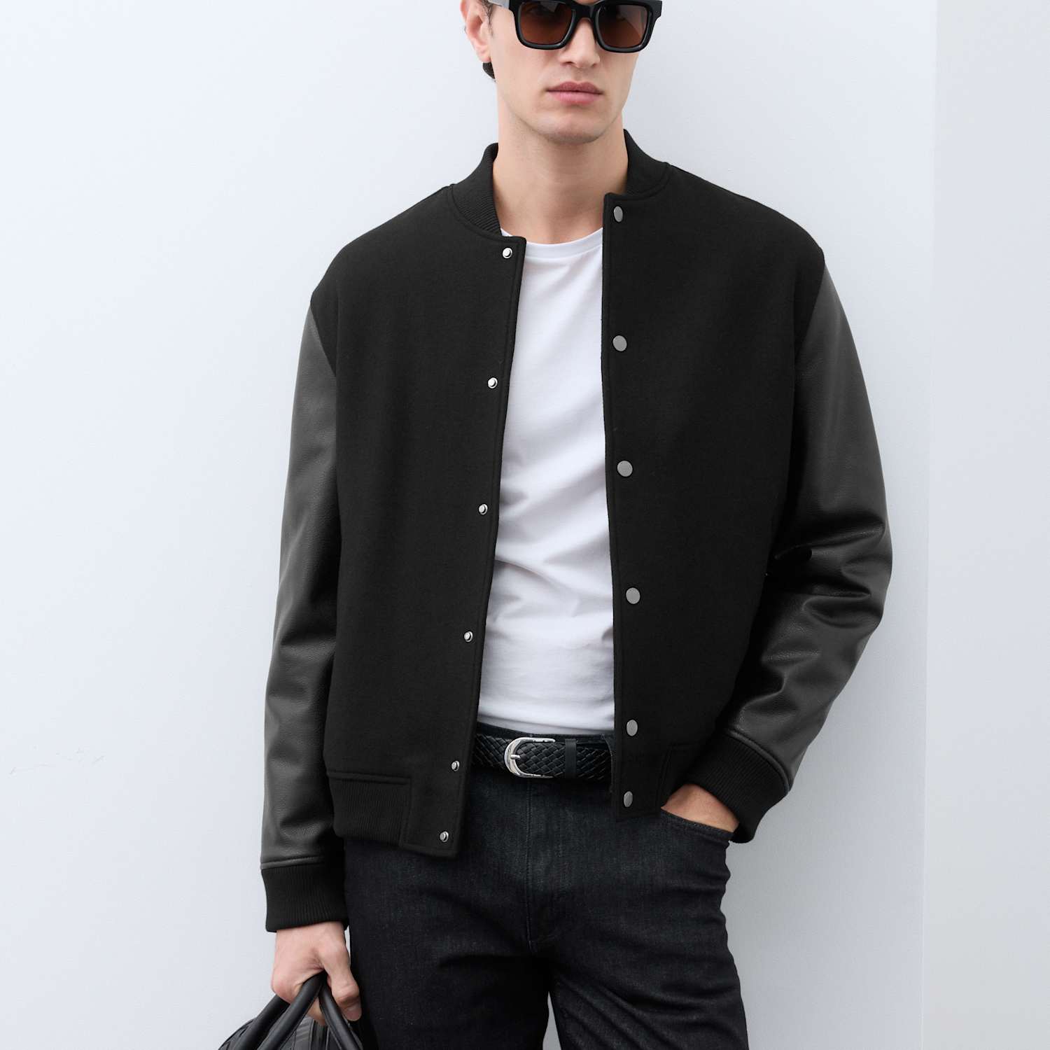 Autograph Men's Wool Blend Bomber Jacket - L - Black