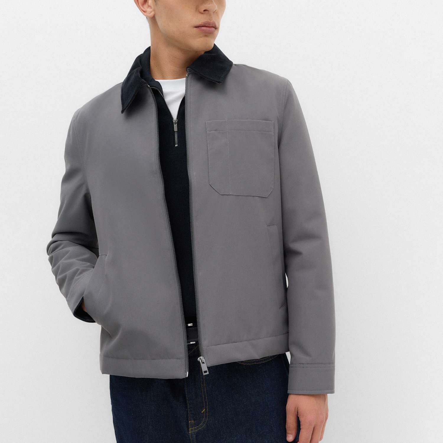 M&S Men's Canvas Padded Utility Jacket - M - Dark Grey