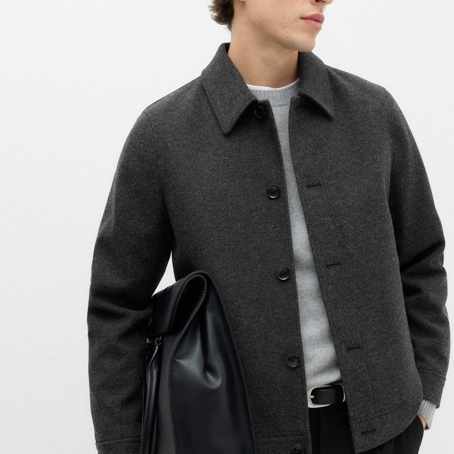M&S Men's Button Through Jacket - S - Grey Mix