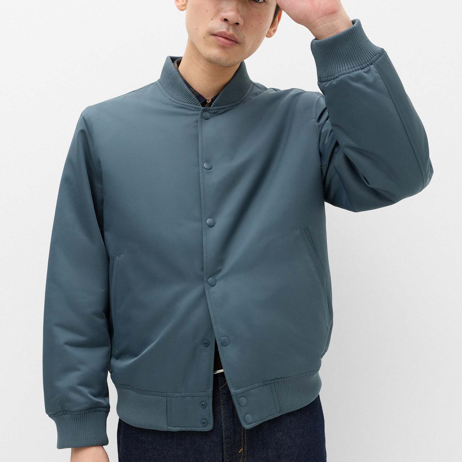 M&S Men's Satin Bomber Jacket - M - Dark Slate
