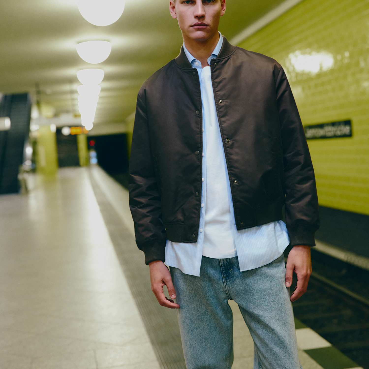 M&S Men's Satin Bomber Jacket - L - Bitter Chocolate