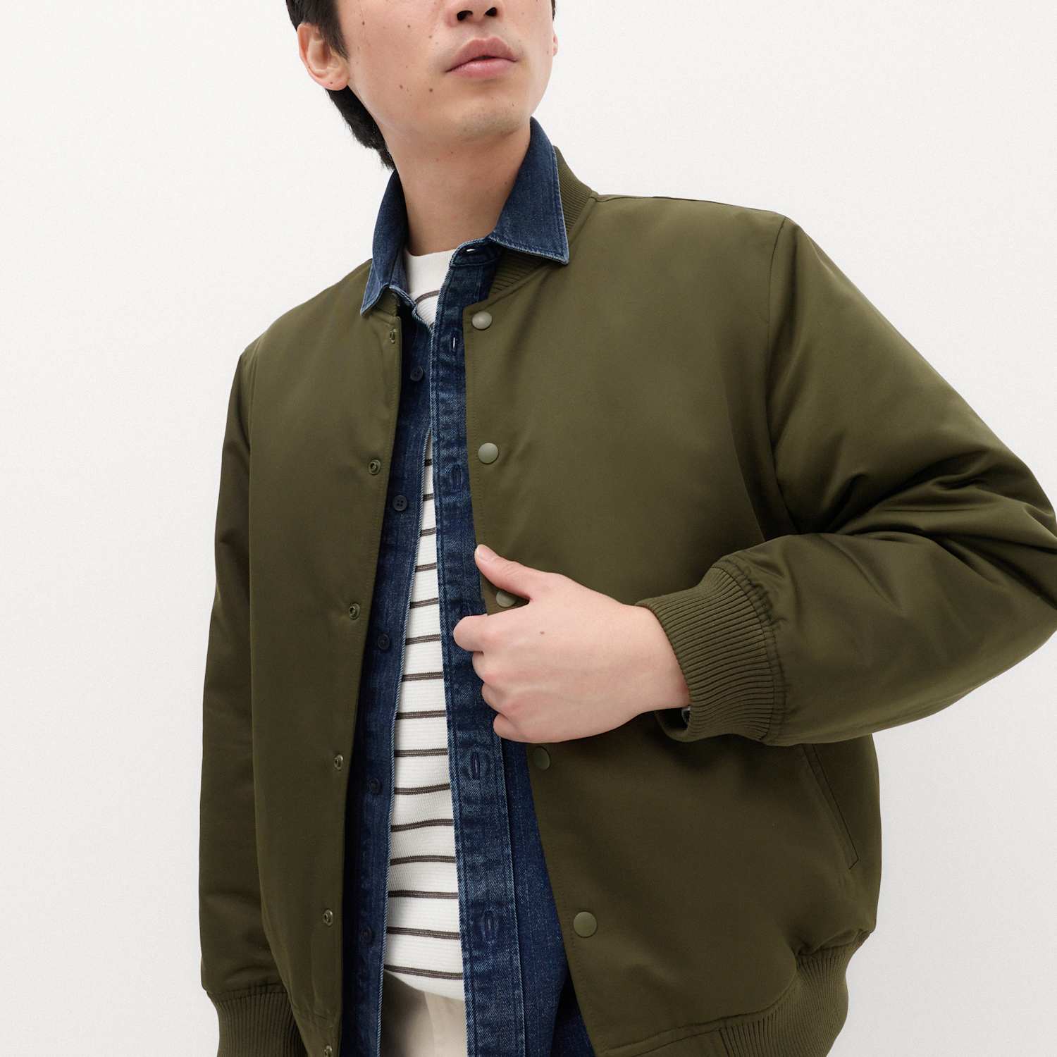 M&S Men's Satin Bomber Jacket - S - Dark Khaki