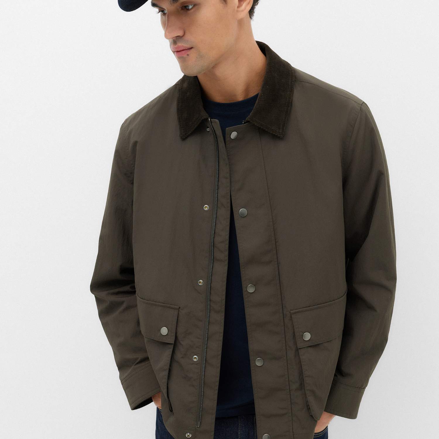 M&S Men's Crinkle Lightweight Barn Jacket - L - Dark Mole