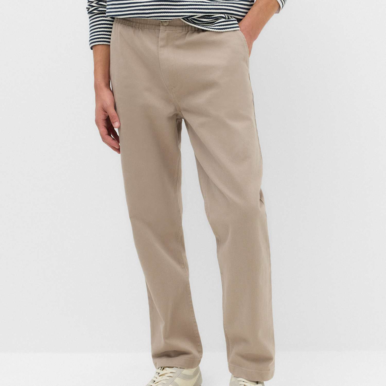 M&S Men's Tapered Fit Elasticated Waist Trousers - M - Mushroom