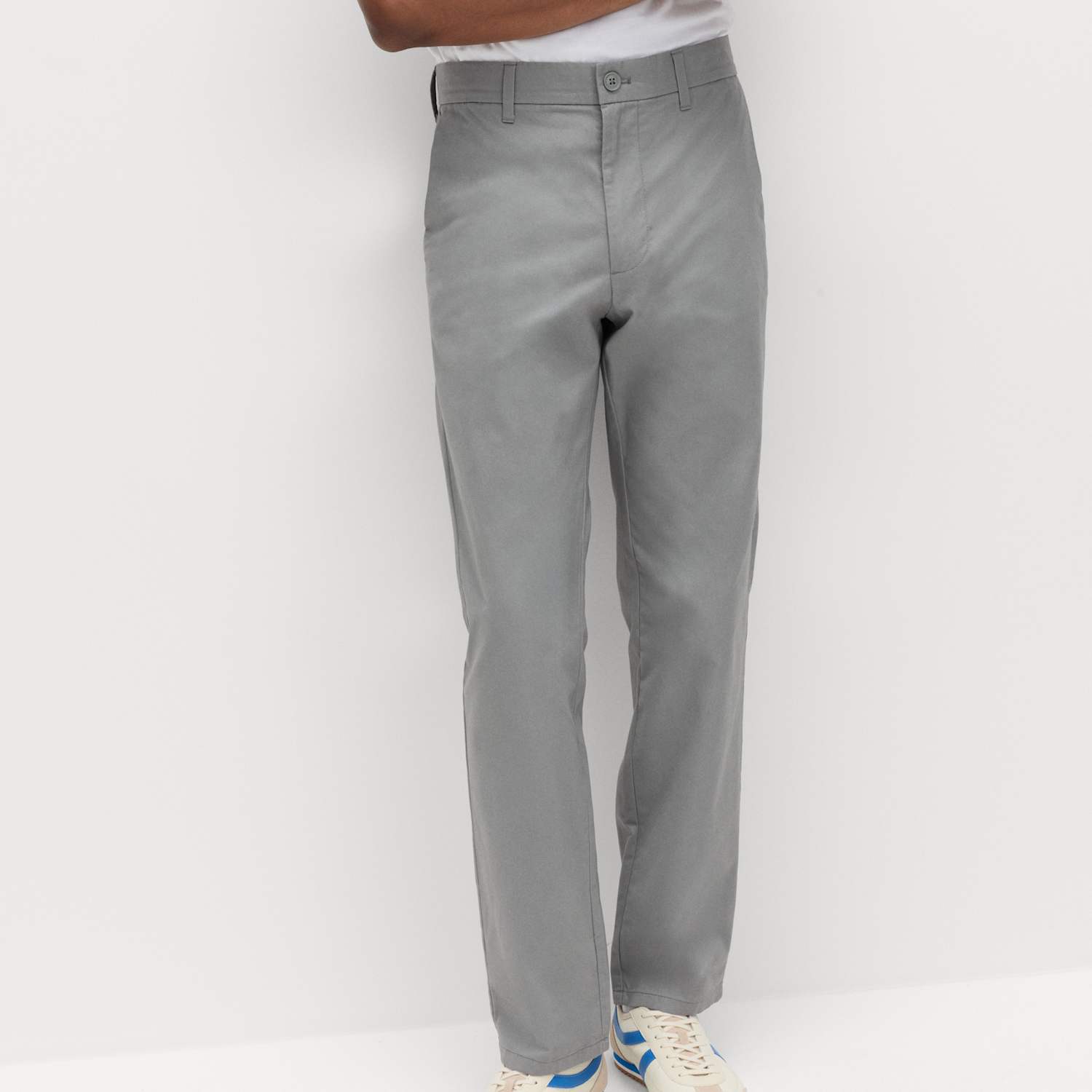 M&S Men's Regular Fit Pure Cotton Chinos - 32/29in - Ash Grey