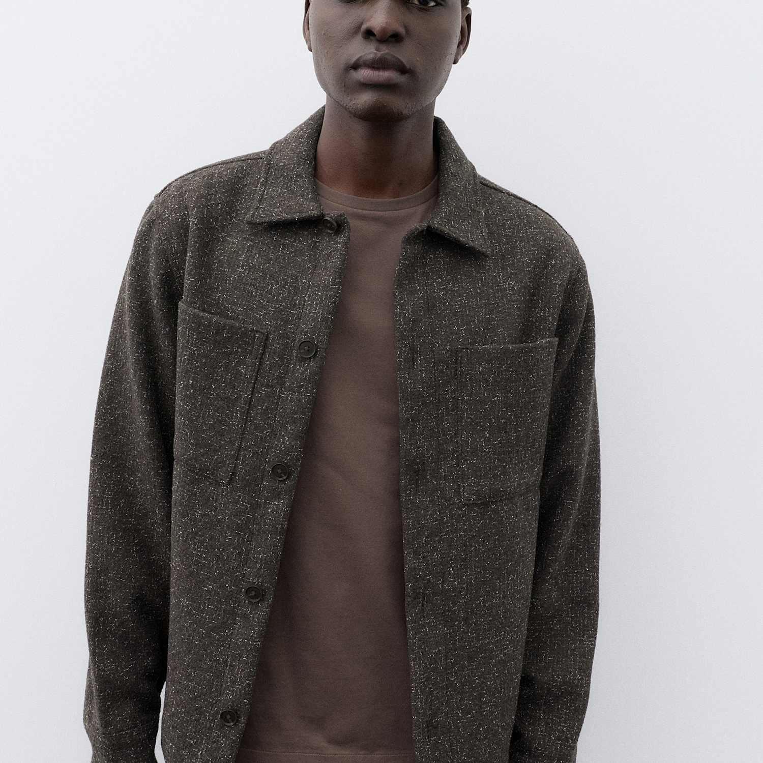 Autograph Men's Wool Blend Textured Overshirt - XL - Mocha