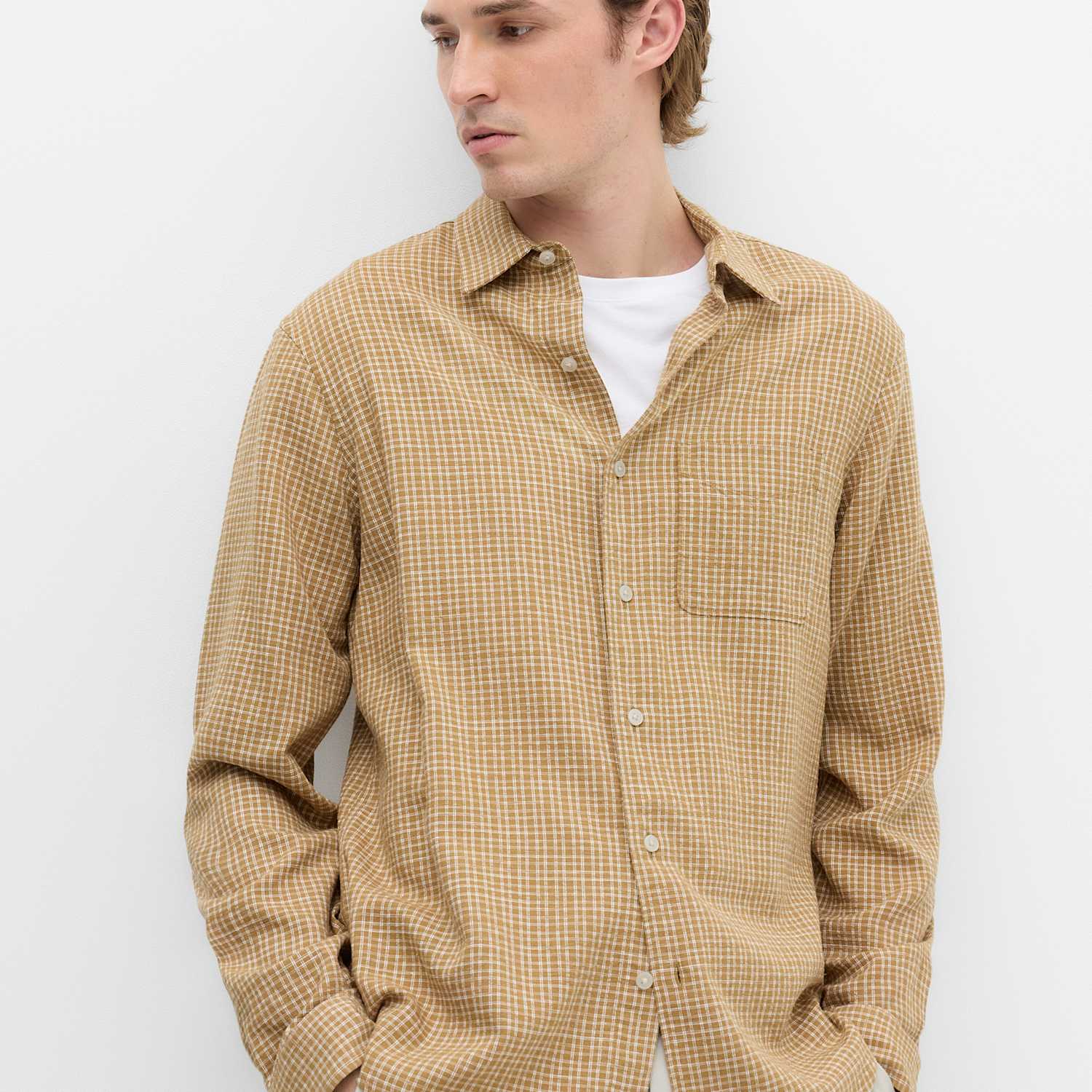 M&S Men's Regular Fit Checked Shirt - 2XL - Butterscotch
