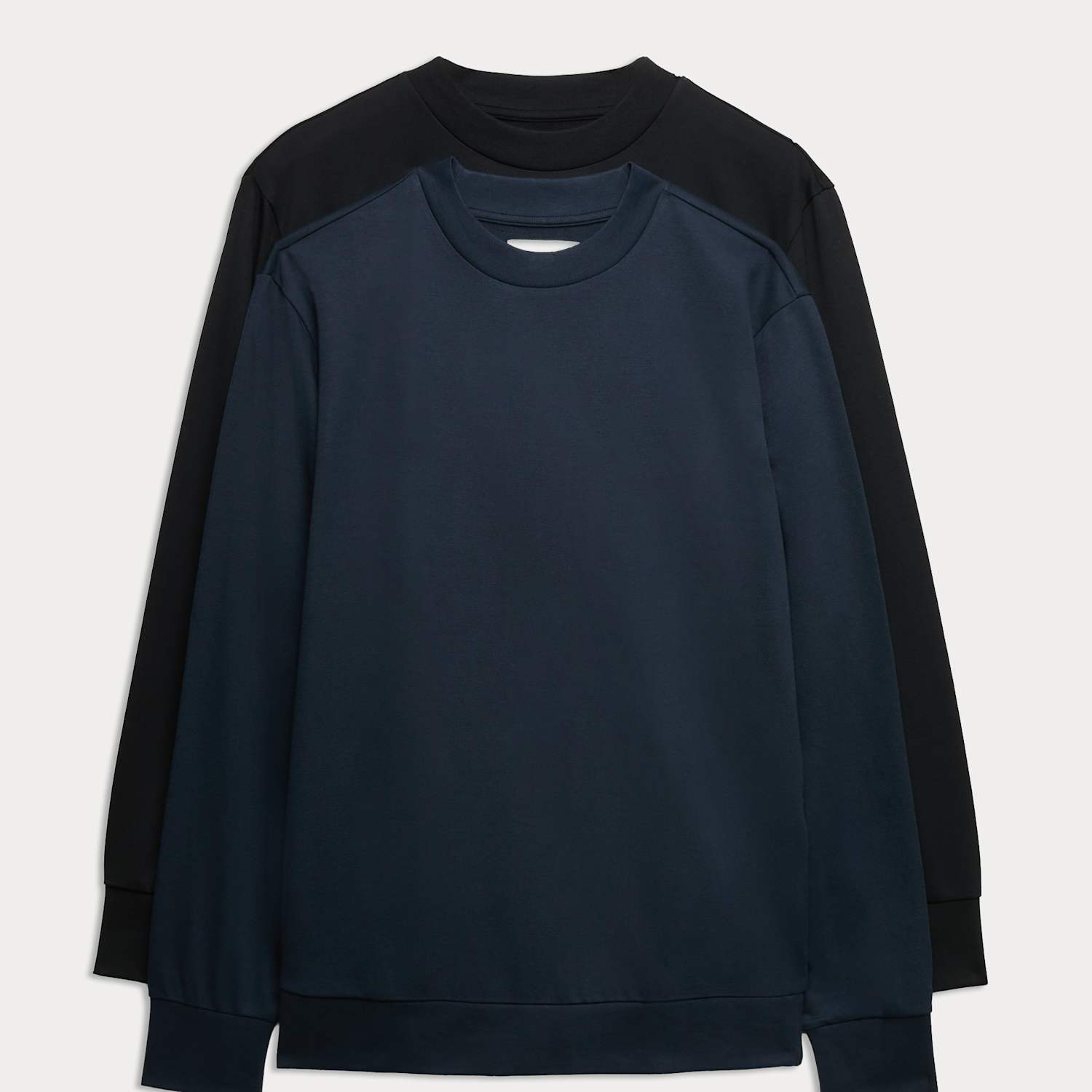 M&S Men's 2 Pack Cotton Rich Crew Neck Sweatshirts - M - Navy Mix