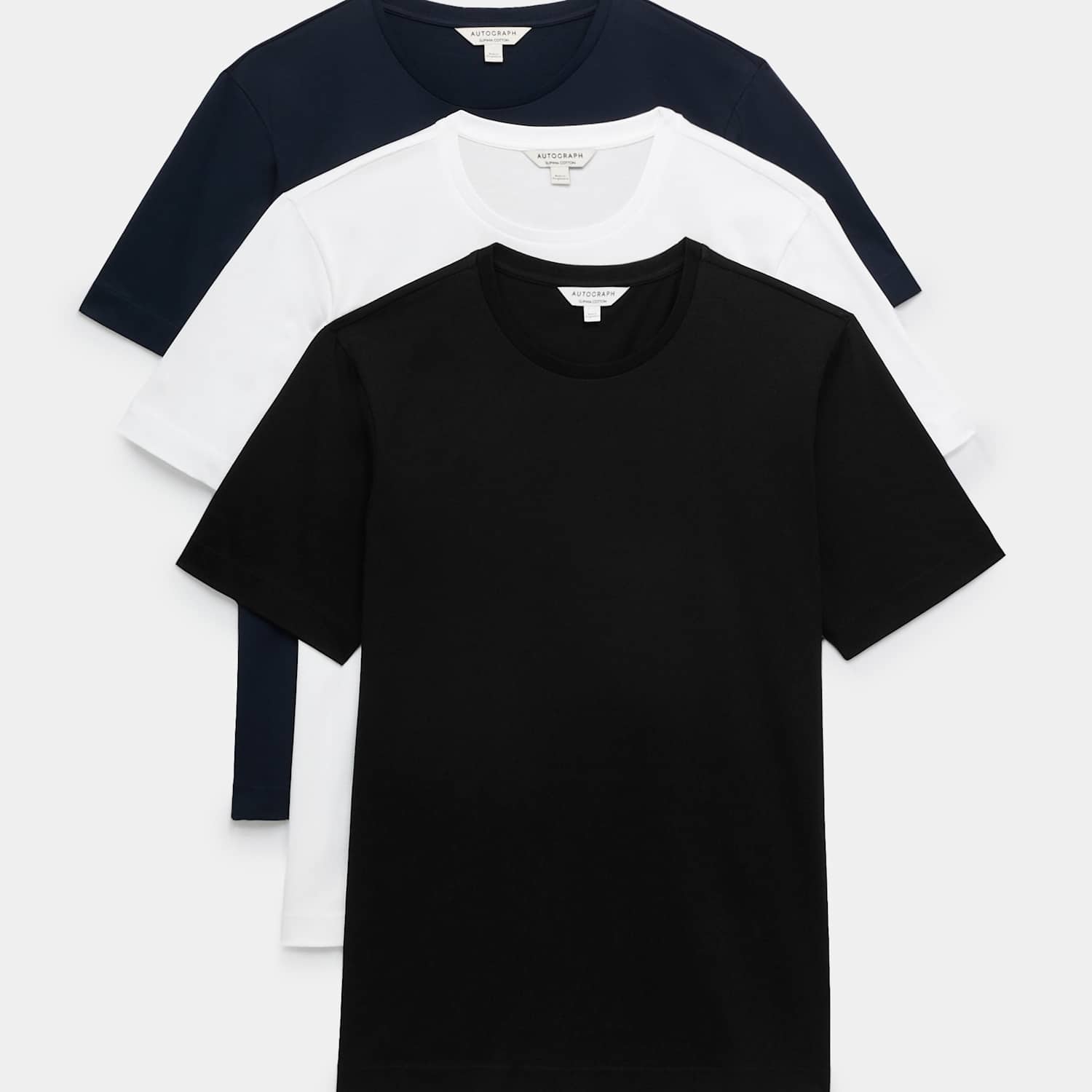 Autograph Men's 3 Pack Pure Supima Cotton T-Shirts - S - Navy Mix
