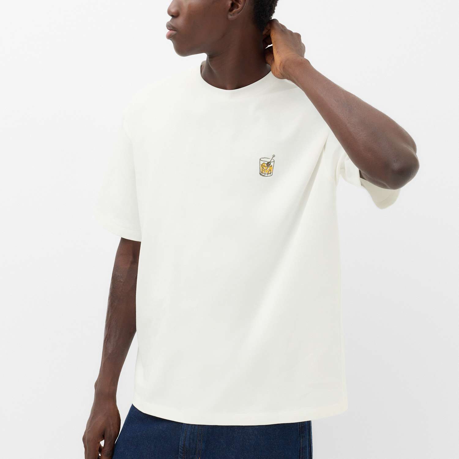 M&S Men's Oversized Pure Cotton Embroidered T-Shirt - L - Green Mix