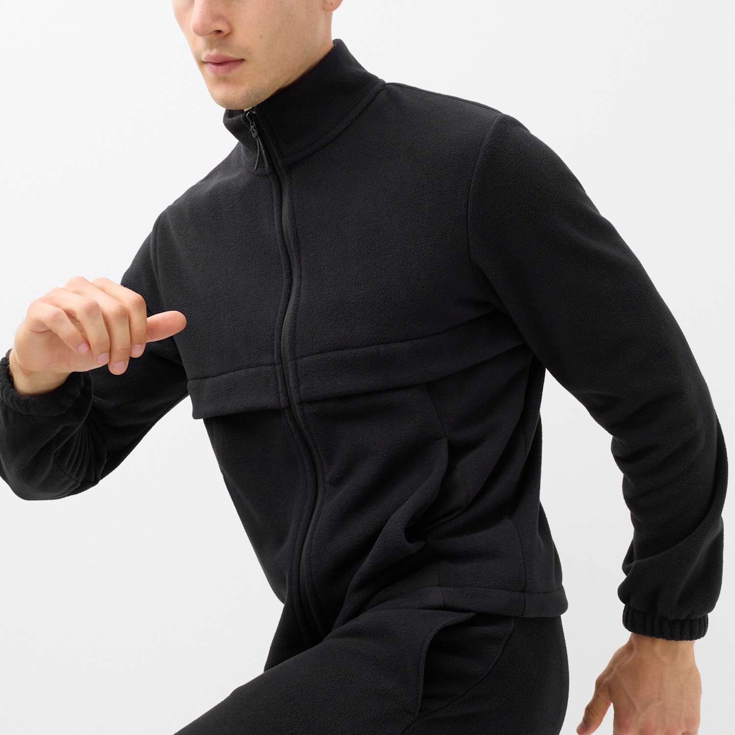 Goodmove Men's Funnel Neck Long Sleeve Micro Fleece - S - Black