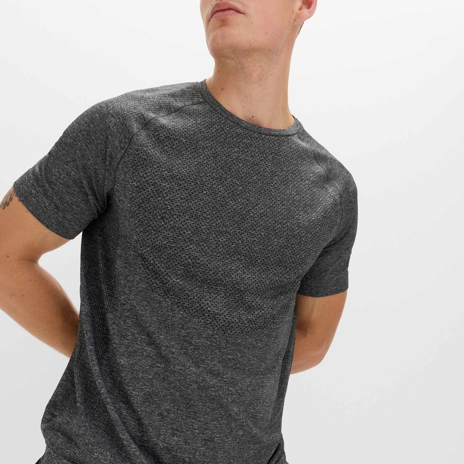 Goodmove Men's Seam Free Sports T-Shirt - M - Black Mix