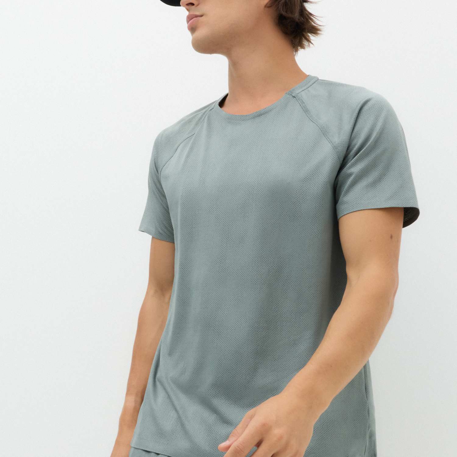Goodmove Men's Jacquard Cloud Sports T-Shirt - L - Dark Sage