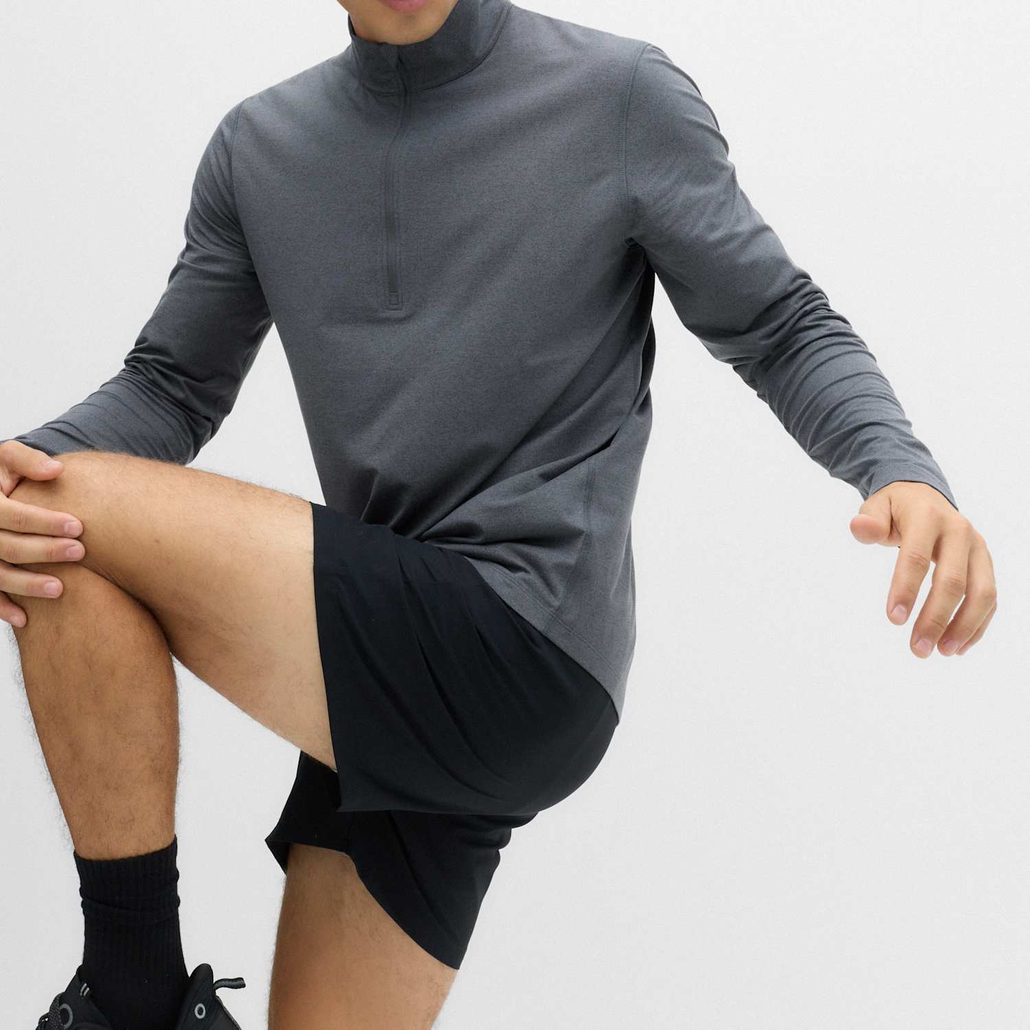 Goodmove Men's Supersoft Funnel Neck Half Zip Top - XL - Black Mix