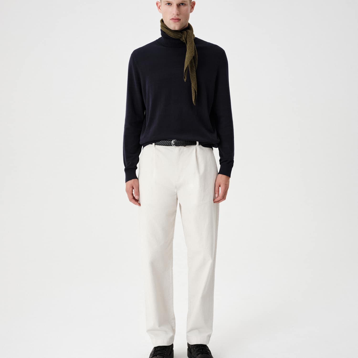 M&S Men's Pure Cotton Roll Neck Jumper - M - Navy
