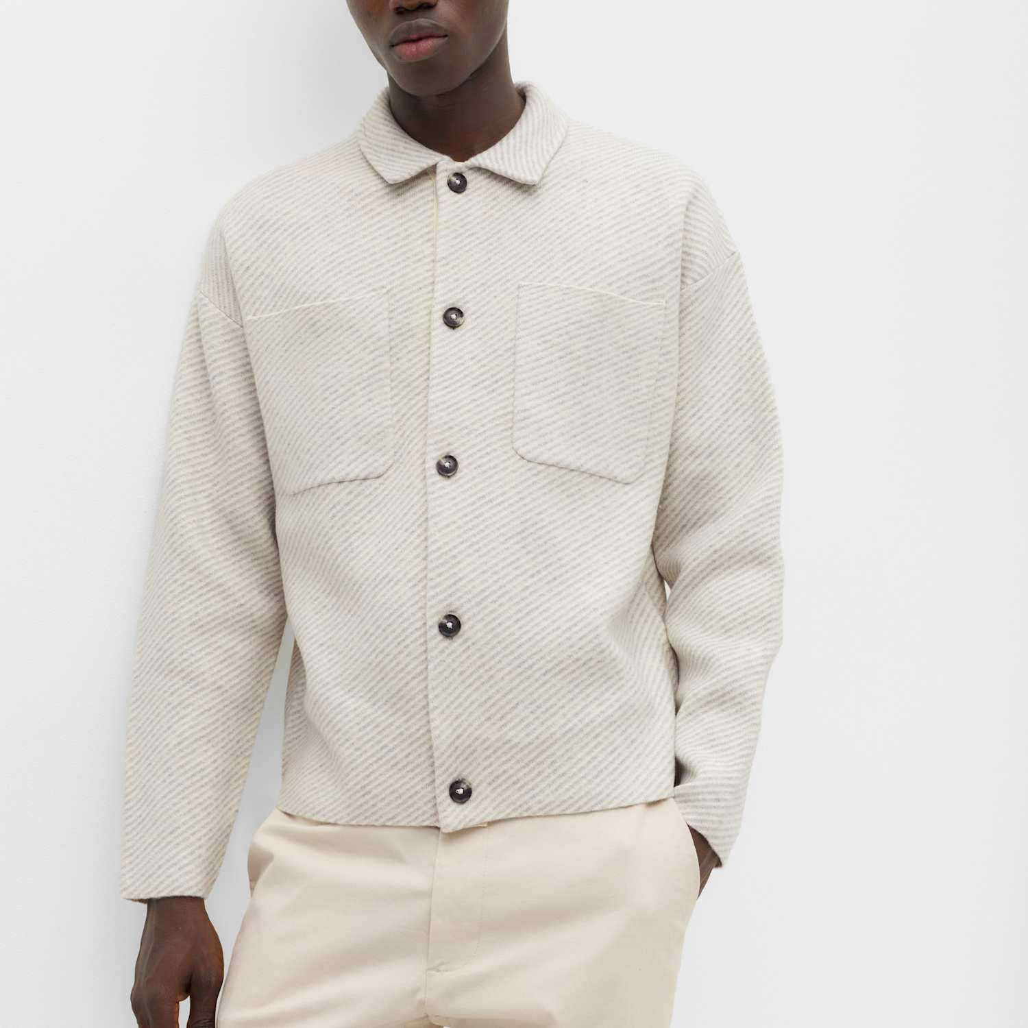 M&S Men's Air Yarn Overshirt Jumper - L - Grey Mix