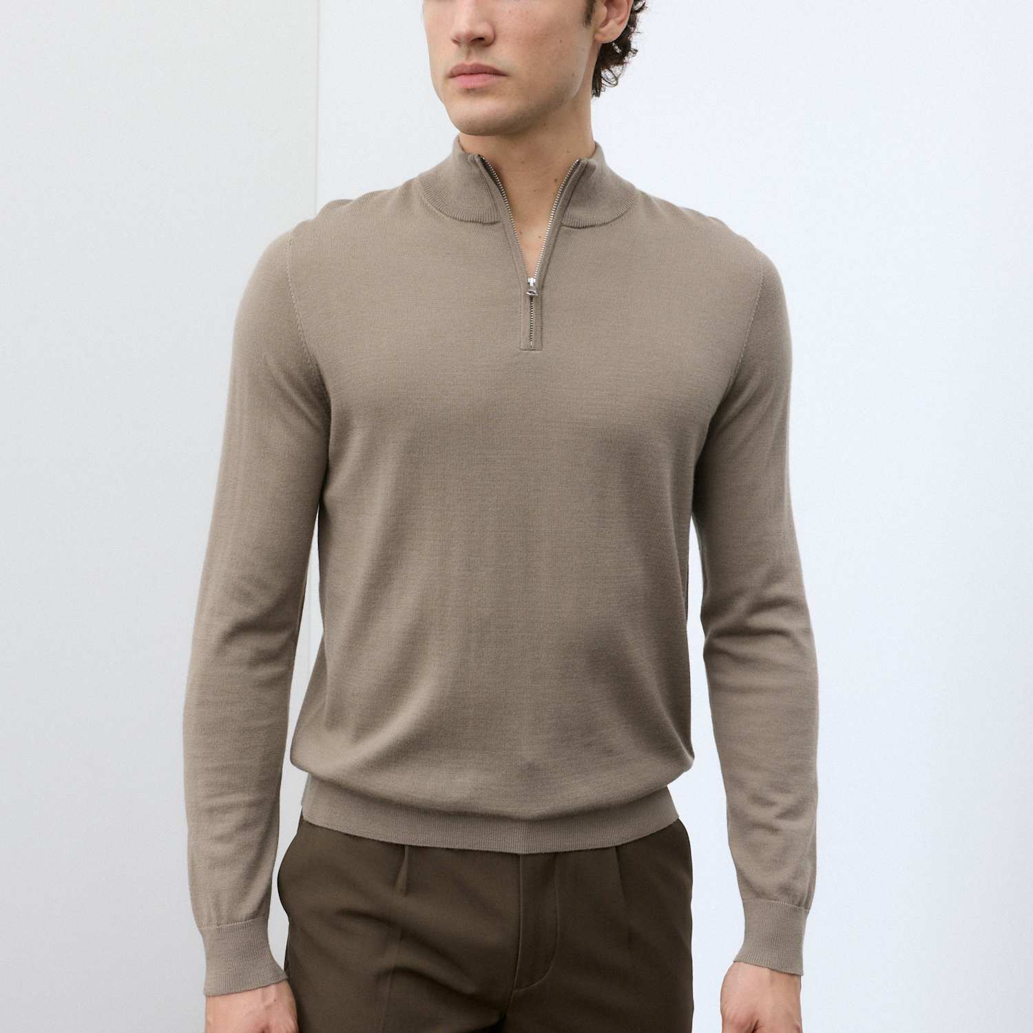 Autograph Men's Pure Extra Fine Merino Wool Half Zip Jumper - 2XL - Sable