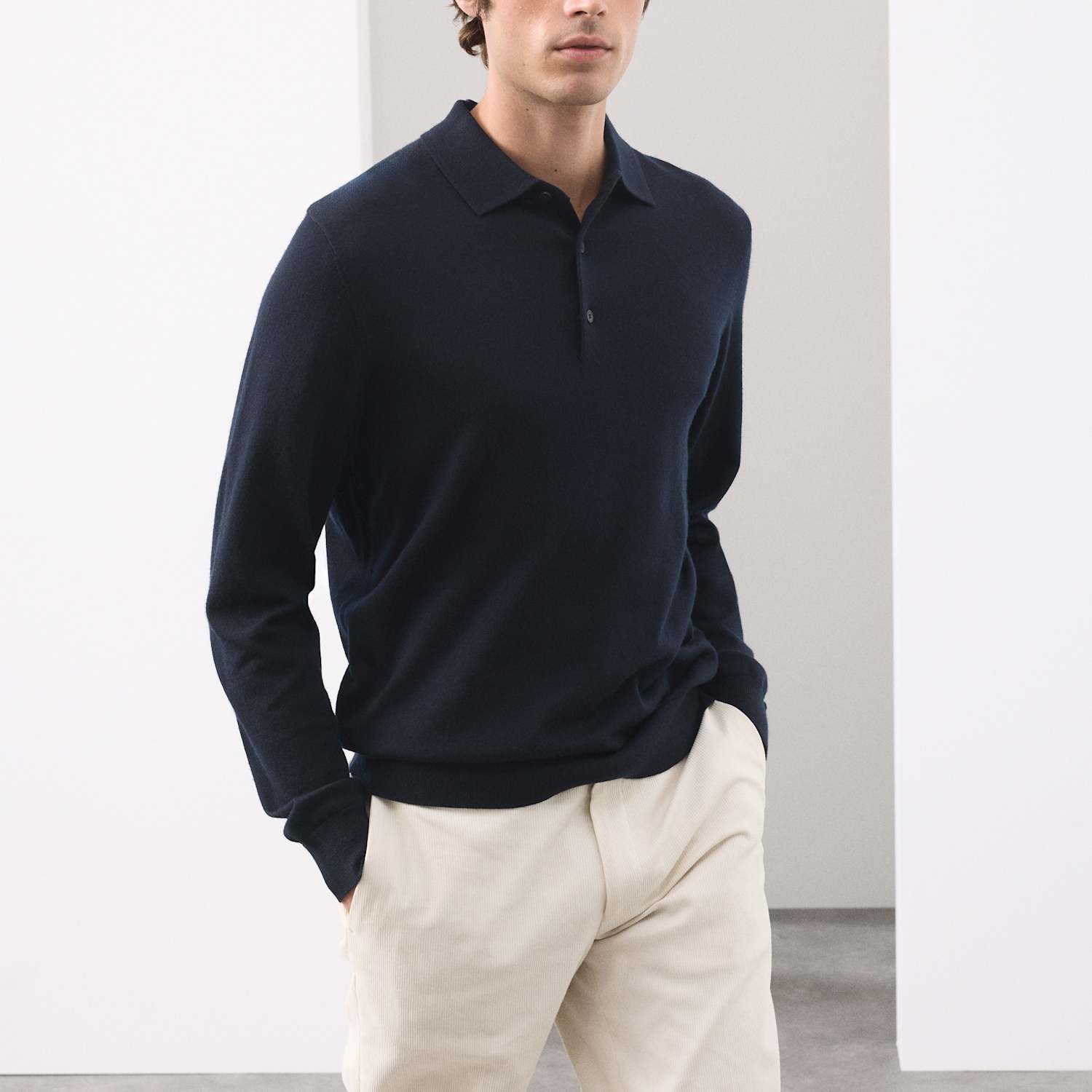 Autograph Men's Pure Extra Fine Merino Wool Polo Shirt - XS - Dark Navy