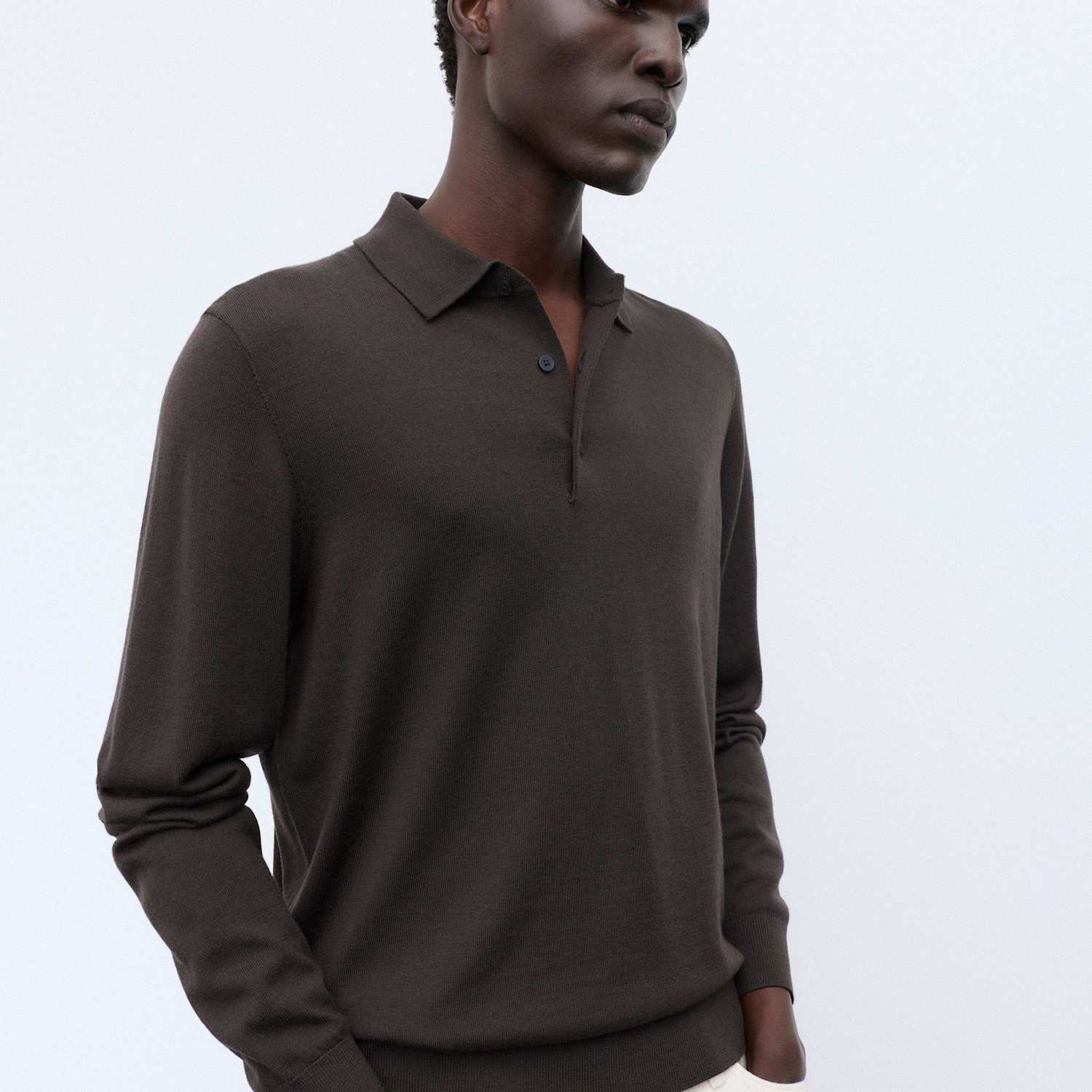 Autograph Men's Pure Extra Fine Merino Wool Polo Shirt - M - Dark Taupe
