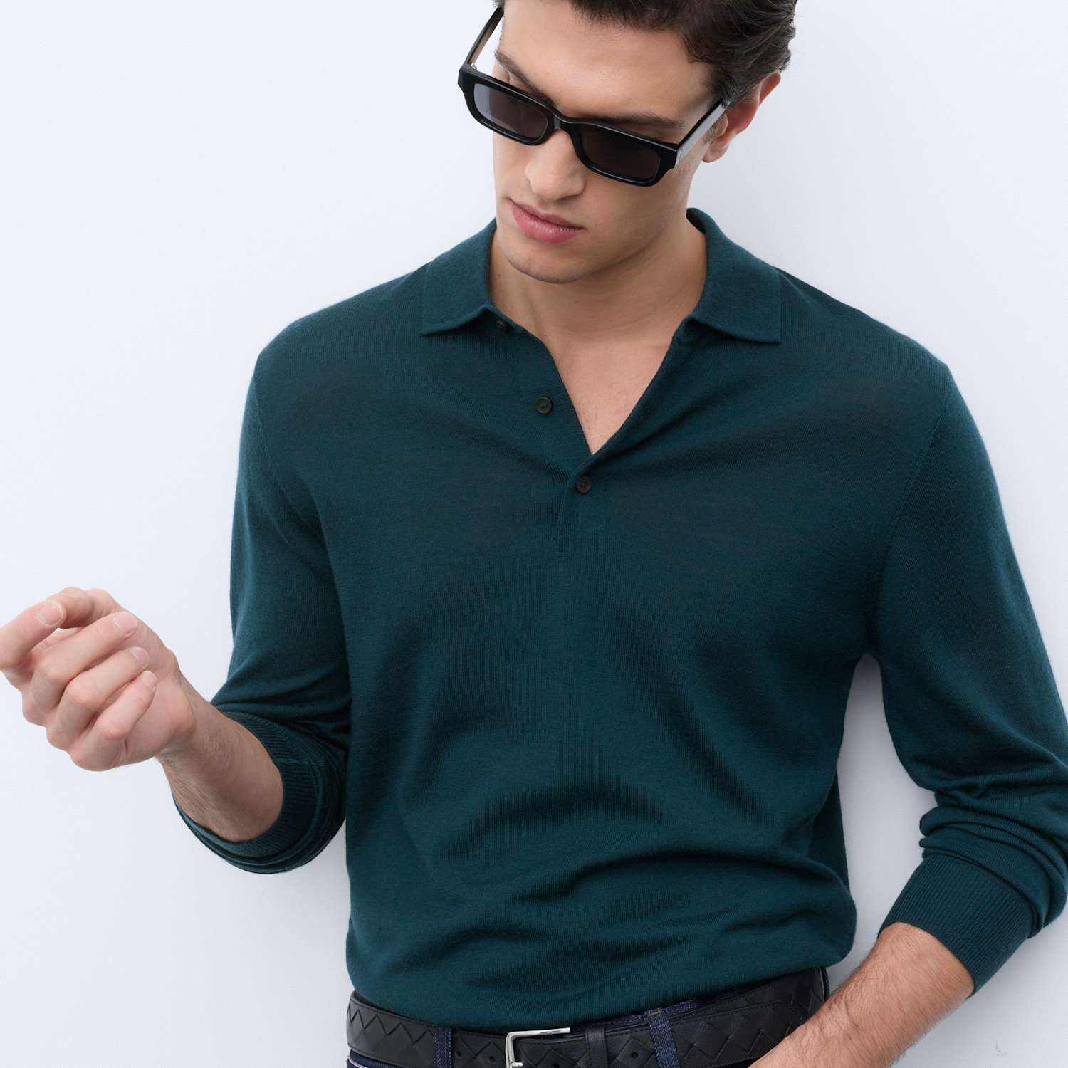 Autograph Men's Pure Extra Fine Merino Wool Polo Shirt - L - Dark Kingfisher