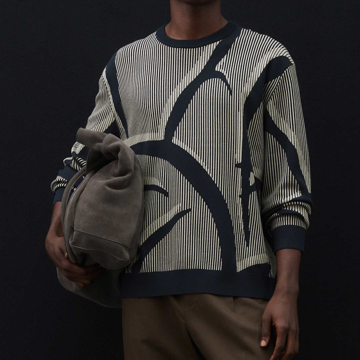 Autograph Men's Oversized Fit Abstract Floral Crew Neck Jumper - M - Natural Mix