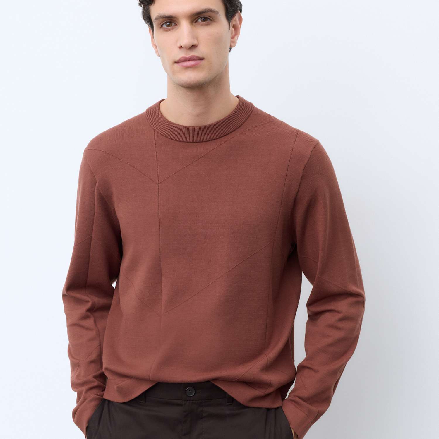 Autograph Men's Oversized Crew Neck Knitted Jumper - L - Chestnut