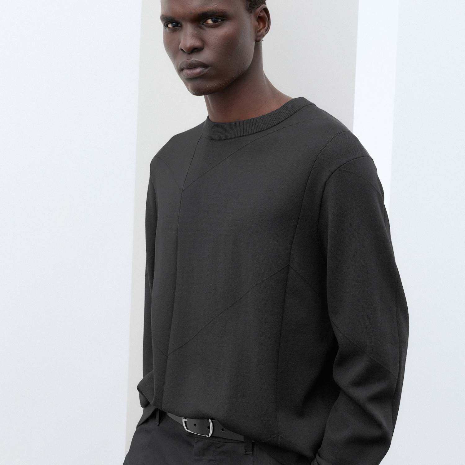 Autograph Men's Oversized Crew Neck Knitted Jumper - L - Black