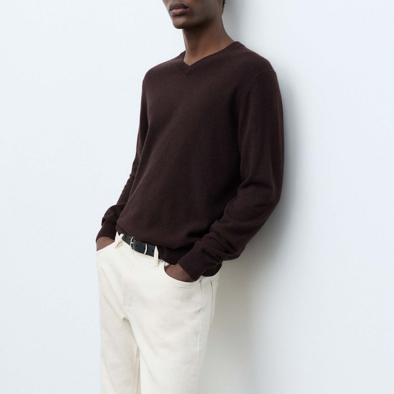Autograph Men's Pure Cashmere V-Neck Jumper - M - Teak