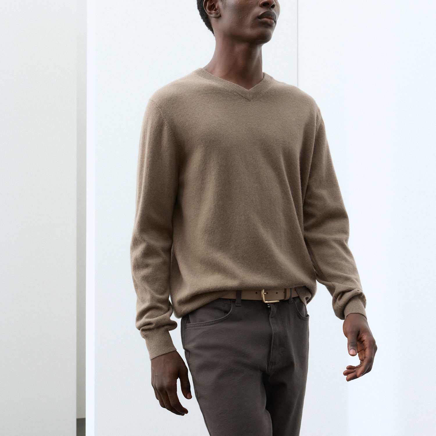 Autograph Men's Pure Cashmere V-Neck Jumper - S - Truffle