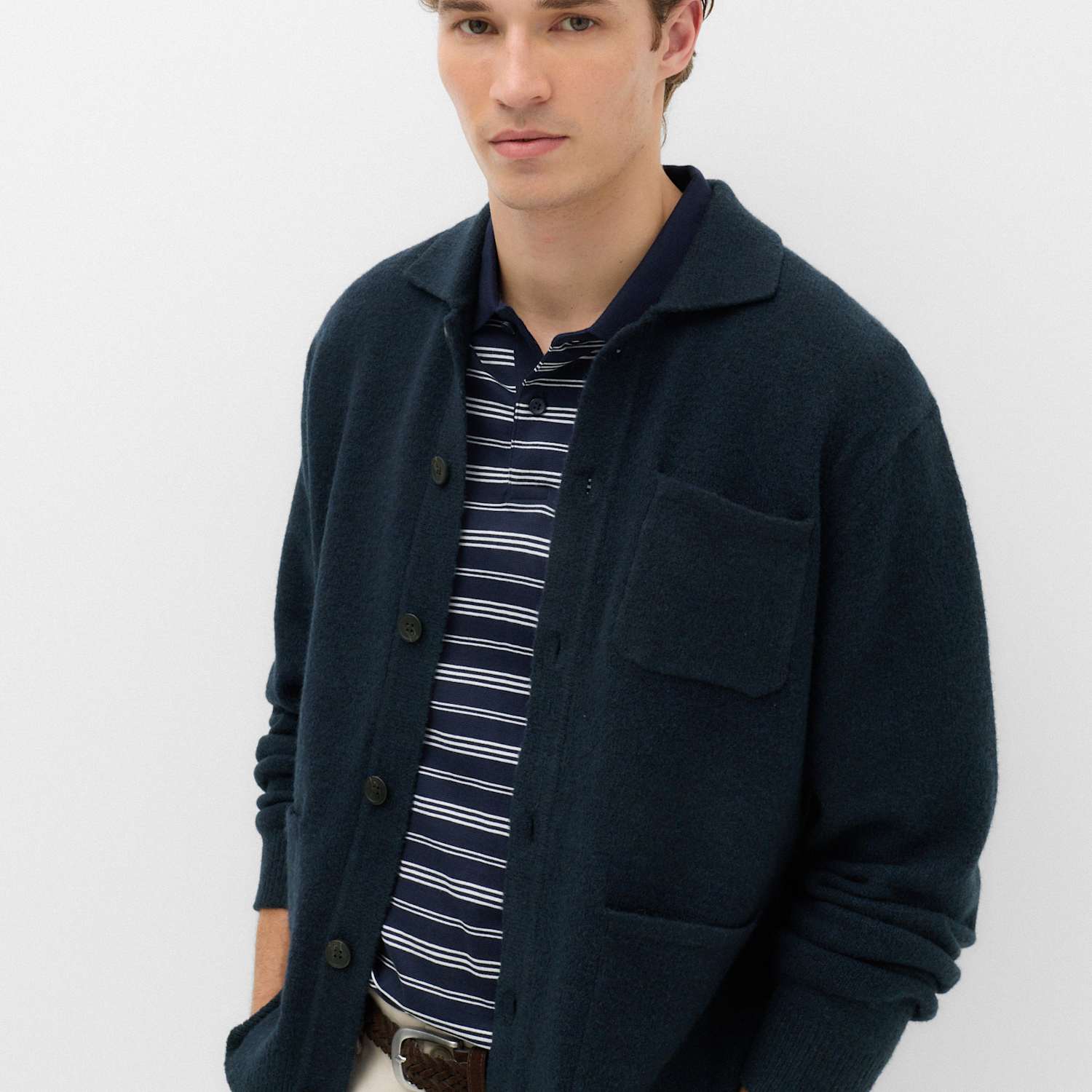 M&S Men's Lofty Utility Button Through Cardigan - M - Navy