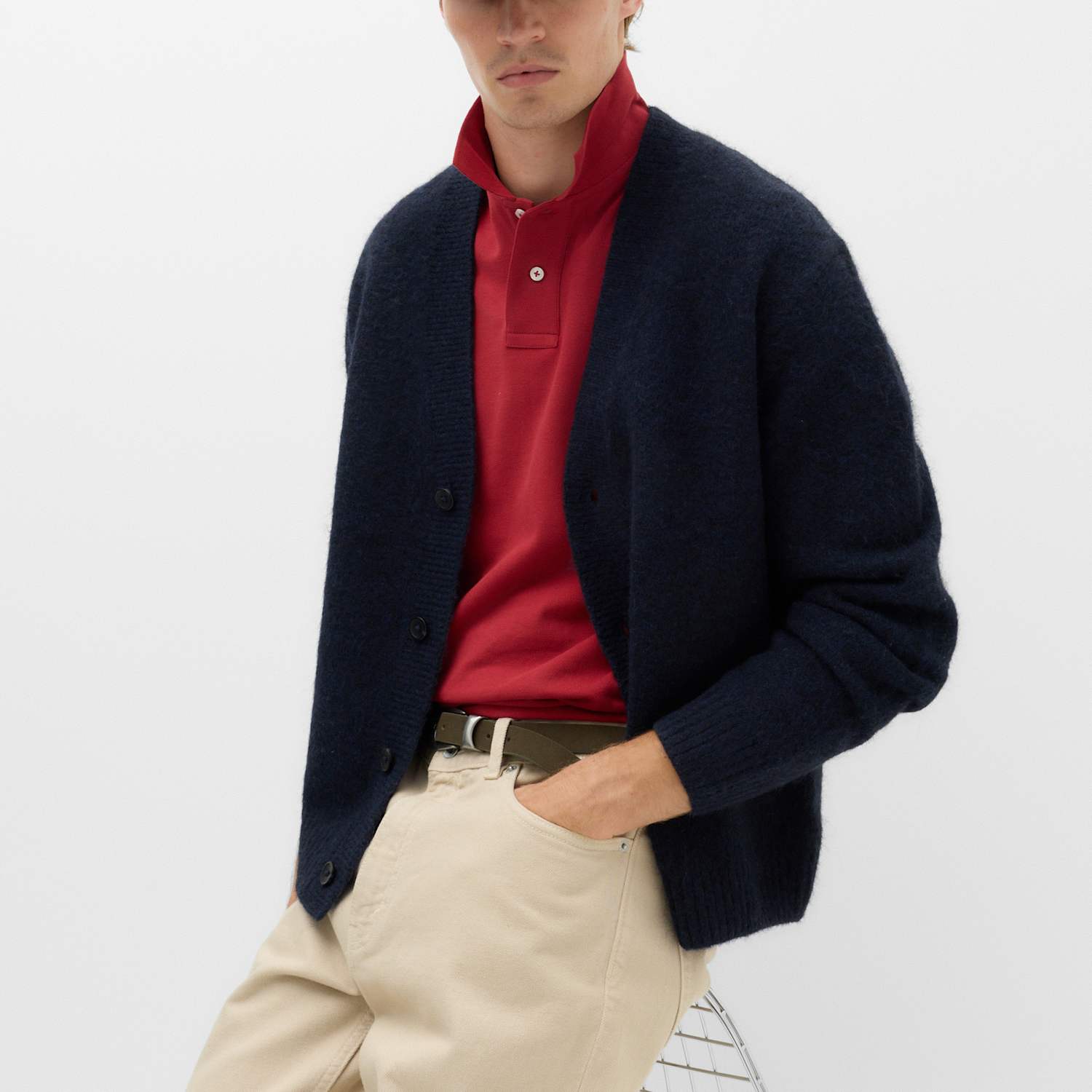 M&S Men's Lofty Knitted Cardigan - S - Navy