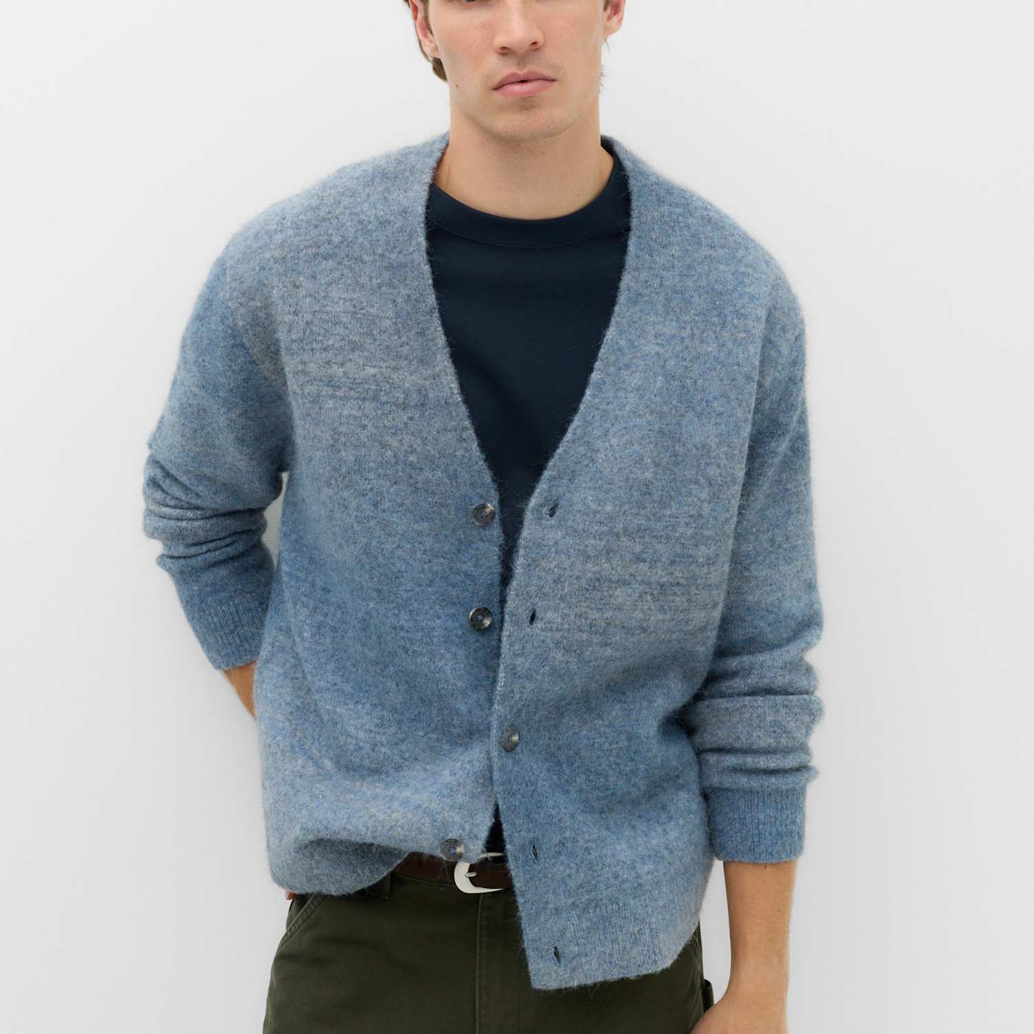 M&S Men's Relaxed Ombre Cardigan - S - Blue Mix
