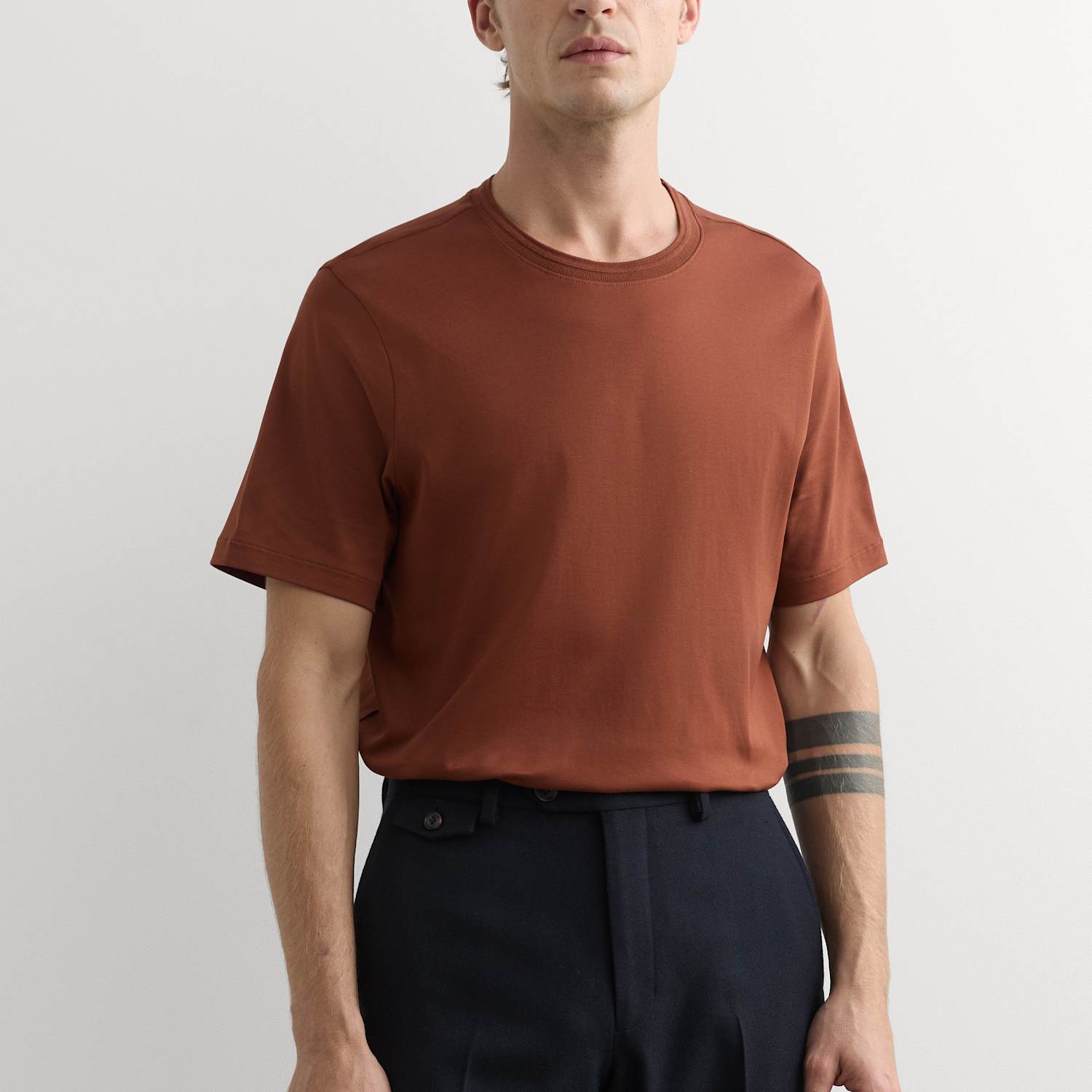 Jaeger Men's Pure Cotton T-Shirt - S - Rust Mix - By M&S