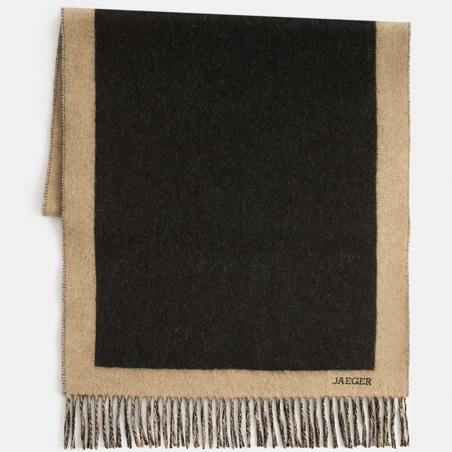 Jaeger Men's Pure Cashmere Bordered Scarf - Black Mix - By M&S
