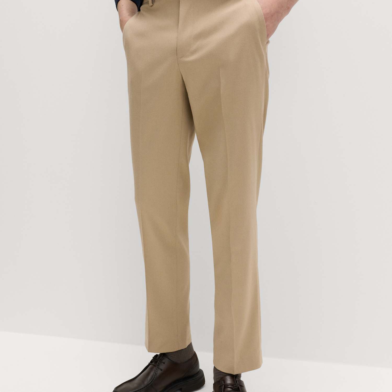 M&S Men's Regular Fit Smart Stretch Trousers - 42 - Sand