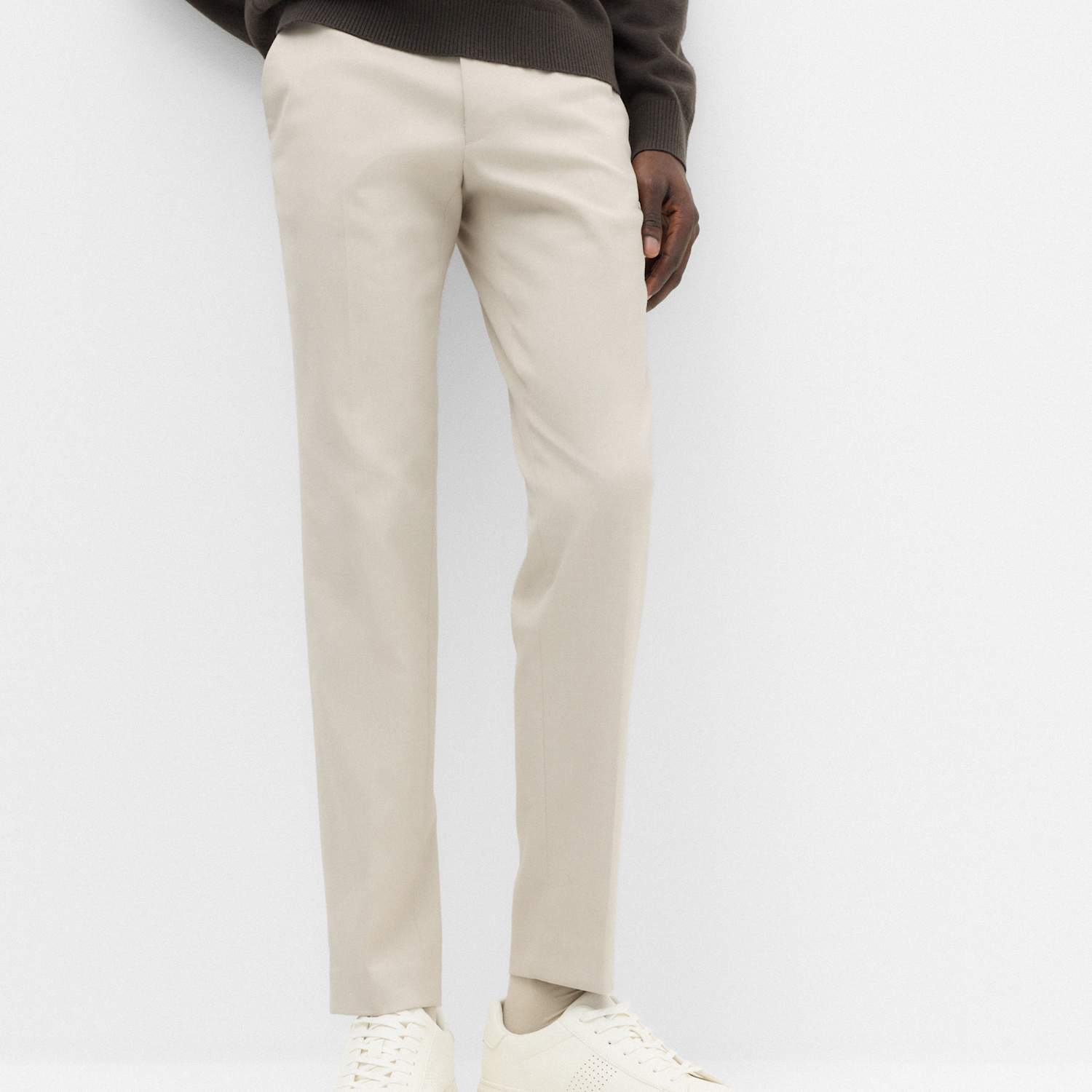 M&S Men's Tapered Fit Elasticated Trousers - XL - Putty