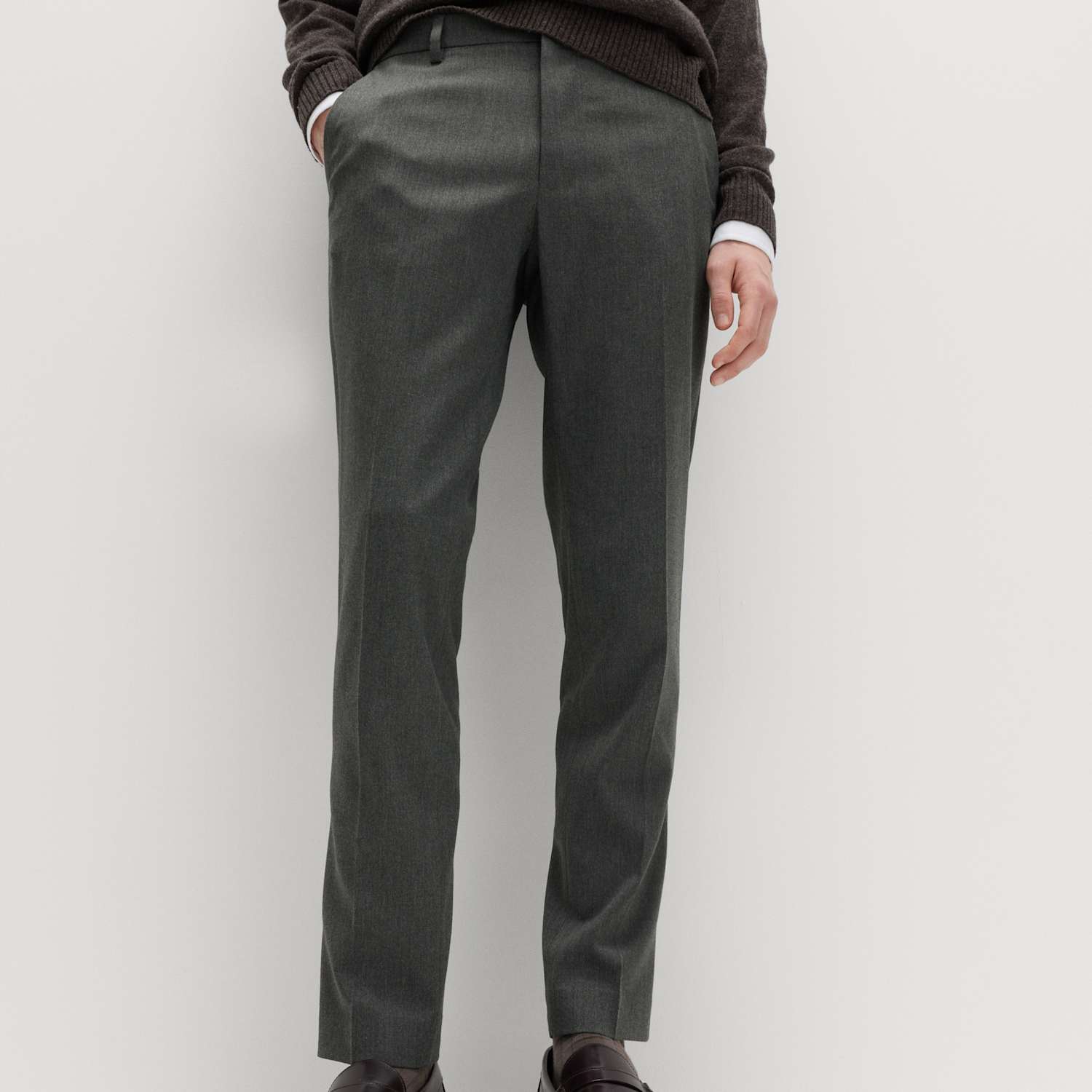 M&S Men's 2 Pack Slim Fit Stretch Smart Trousers - 40 - Charcoal