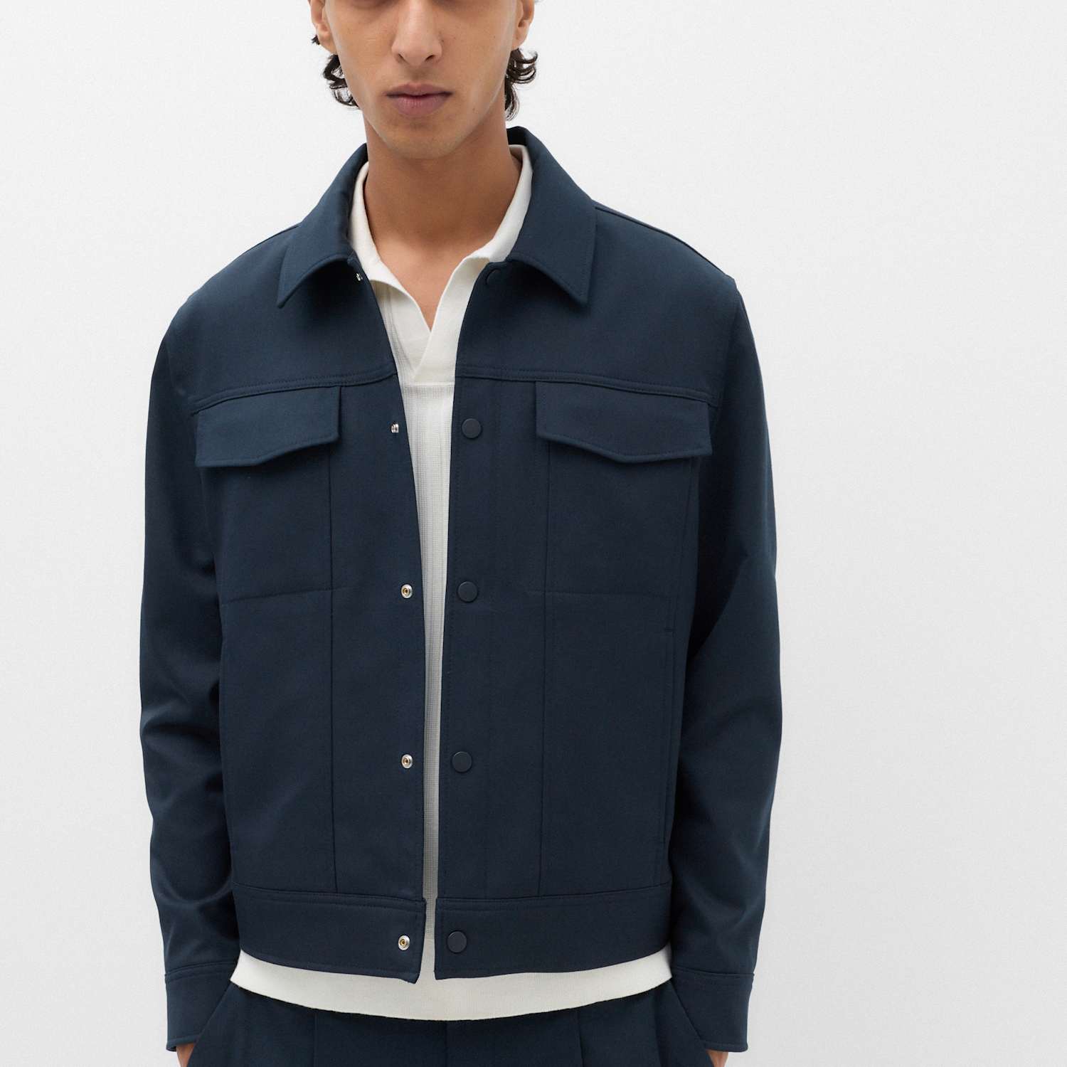 M&S Men's Regular Fit Trucker Jacket - XL - Navy Mix