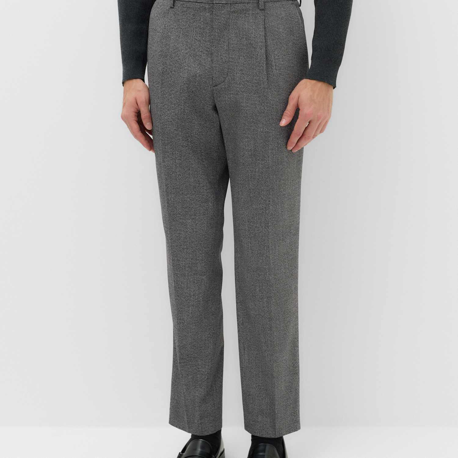 M&S Men's Tailored Fit Puppytooth Stretch Trousers - 38 - Grey Mix