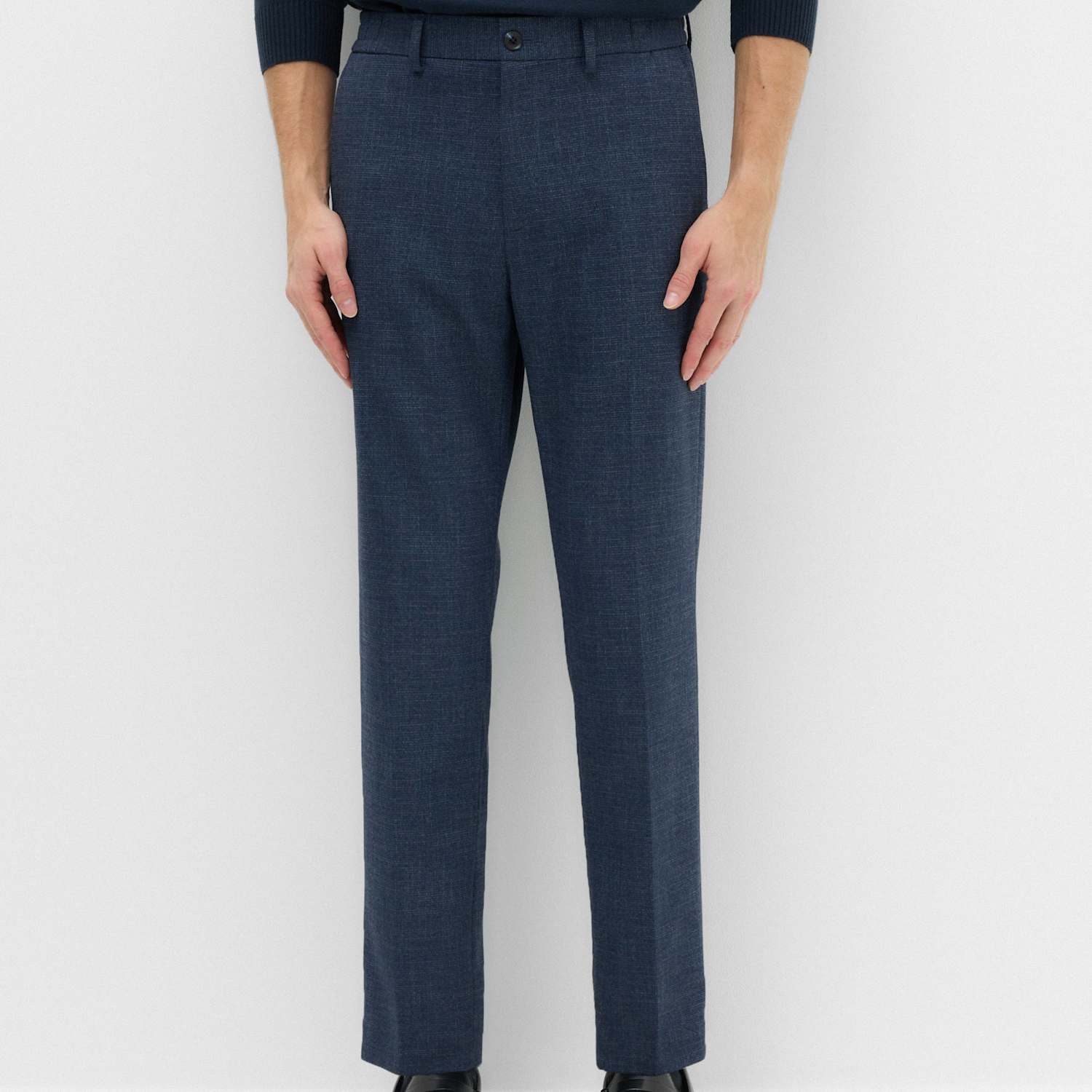 M&S Men's Tailored Fit Flannel Smart Trousers - M - Navy Mix