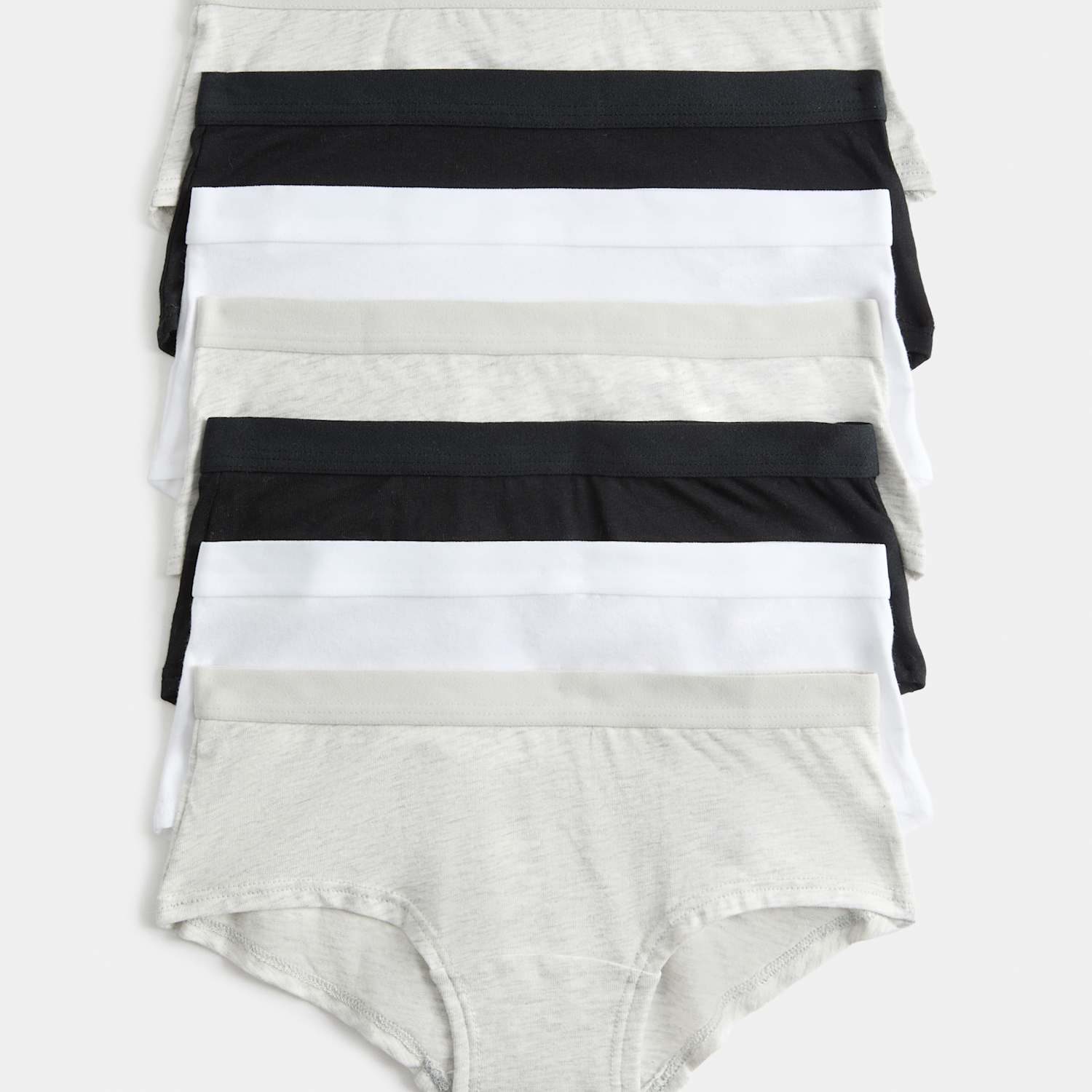 M&S Girls 7 Pack Cotton with Stretch Grey Shorts (5-16 Yrs) - 6-7 Years - Grey Mix