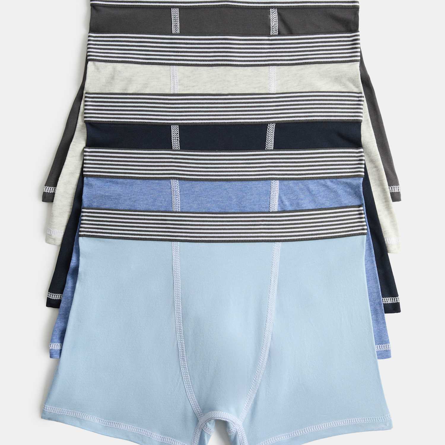 M&S Boys 5 Pack Cotton Rich Nautical Trunks (5-16 Yrs) - 9-10 Years - Blue Mix