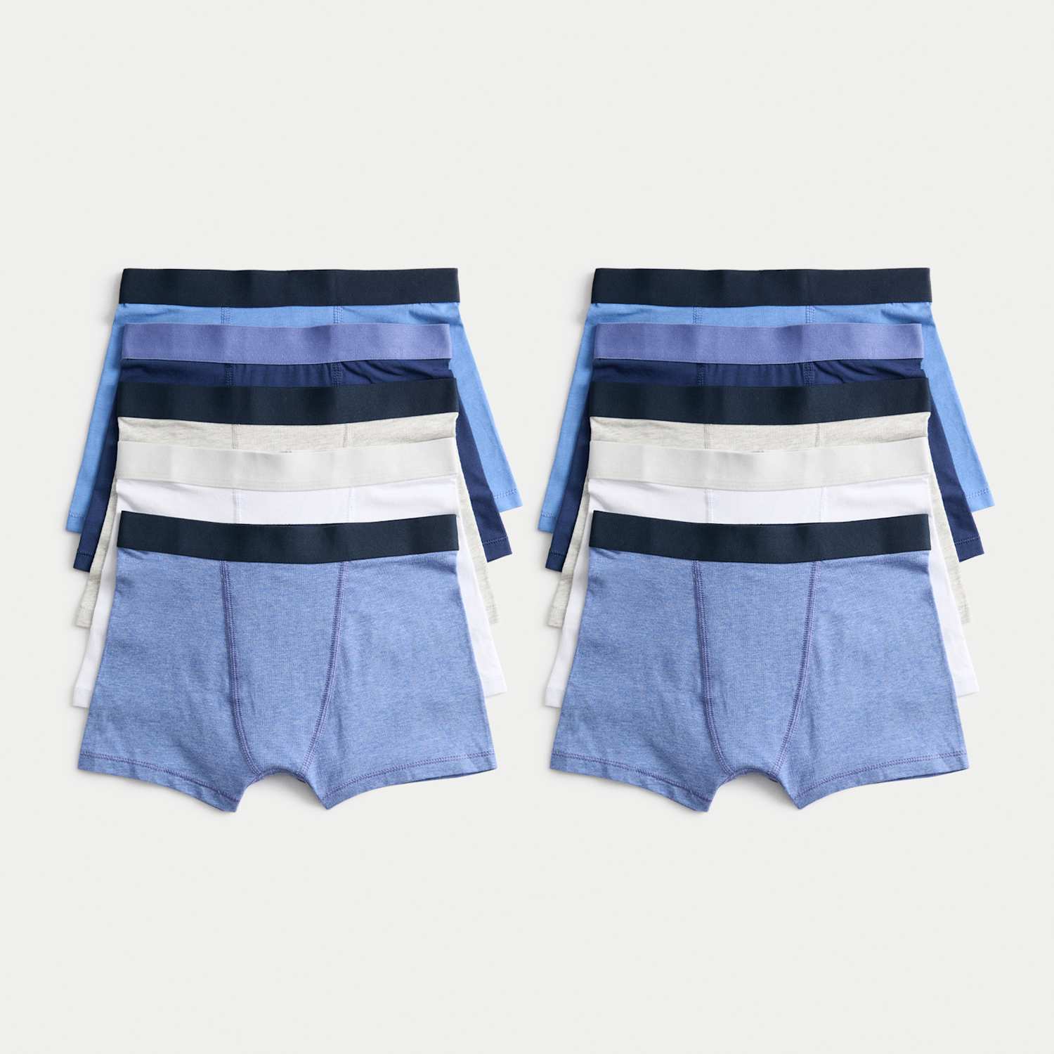M&S Boys 10 Pack Cotton with Stretch Nautical Trunks (5-16 Yrs) - 5-6 Years - Navy Mix