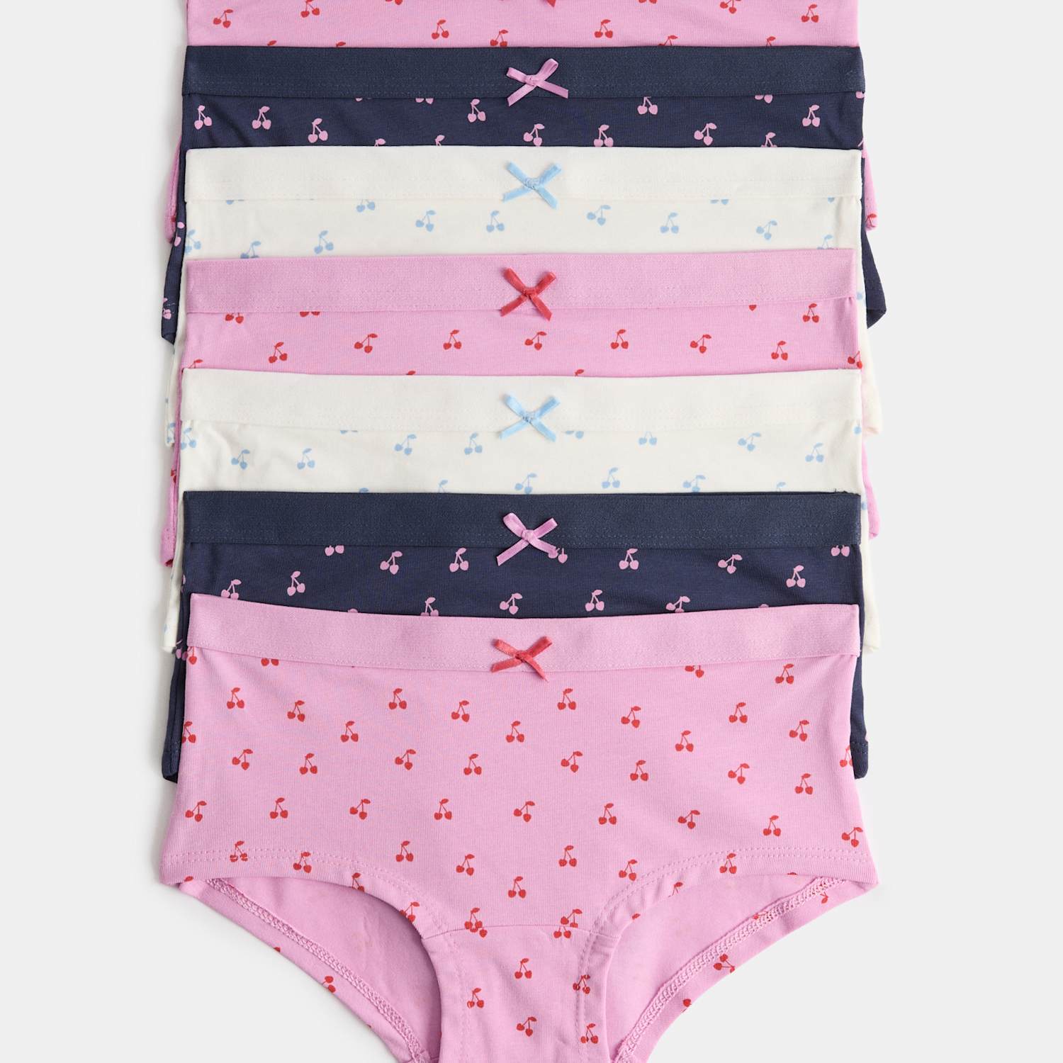 M&S Girls 7 Pack Cotton Rich Cherry Shorts (5-16 Yrs) - 6-7 Years - Red Mix