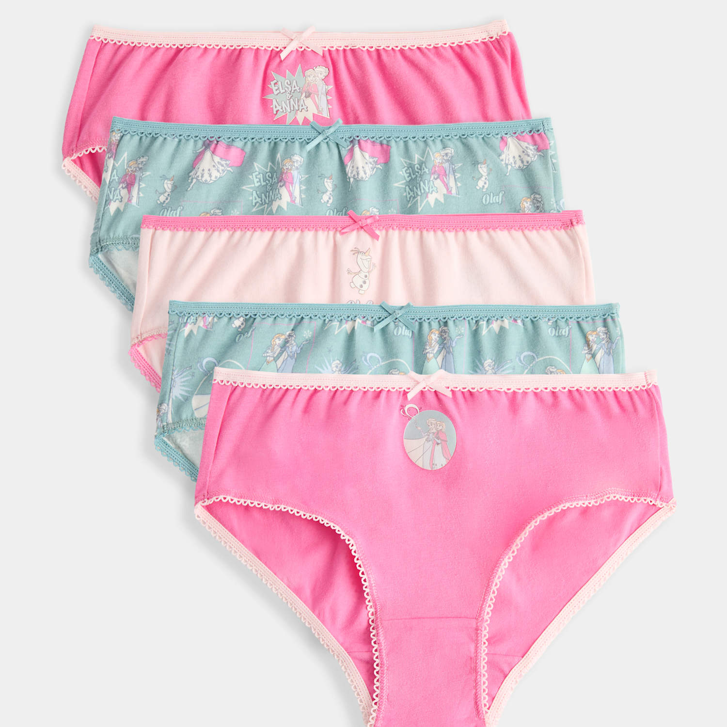 M&S Girls 5 Pack Disney Frozen Cotton with Stretch Knickers (2-8 Yrs) - 2-3 Years - Multi