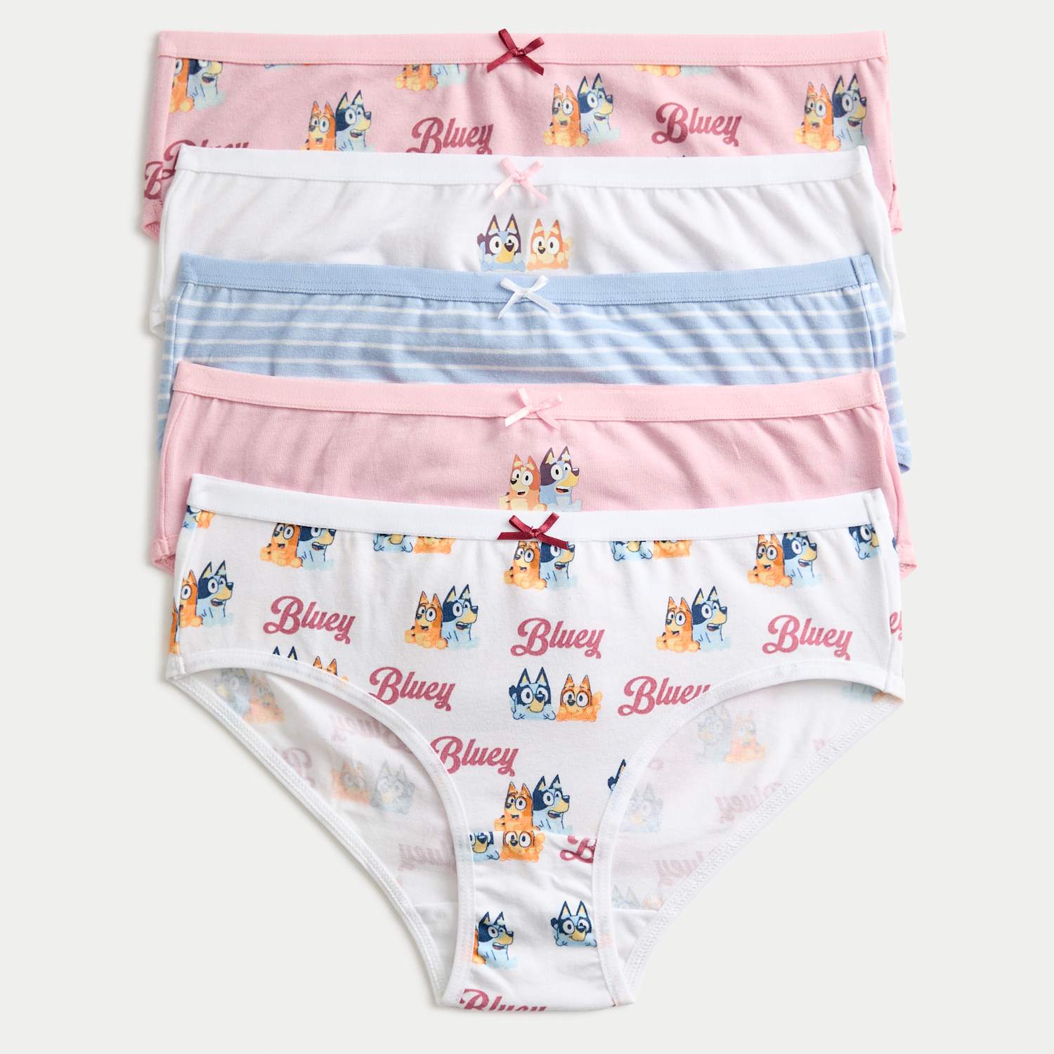 M&S Girls 5 Pack Cotton Rich Bluey Knickers (2-8 Yrs) - 7-8 Years - Multi