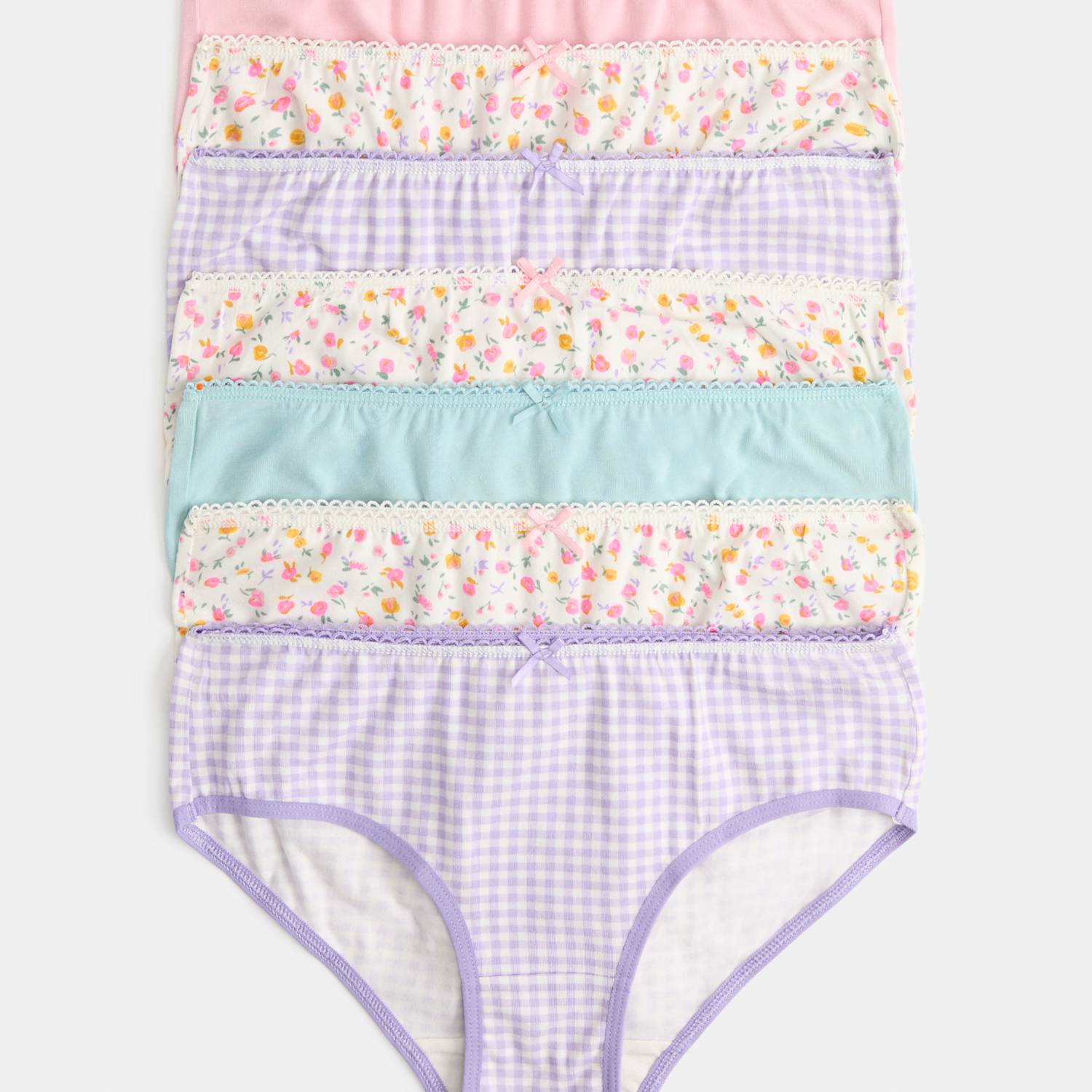 M&S Girls 7 Pack Cotton Rich Floral Knickers (18 Mths - 16 Yrs) - 13-14 Years - Pink Mix