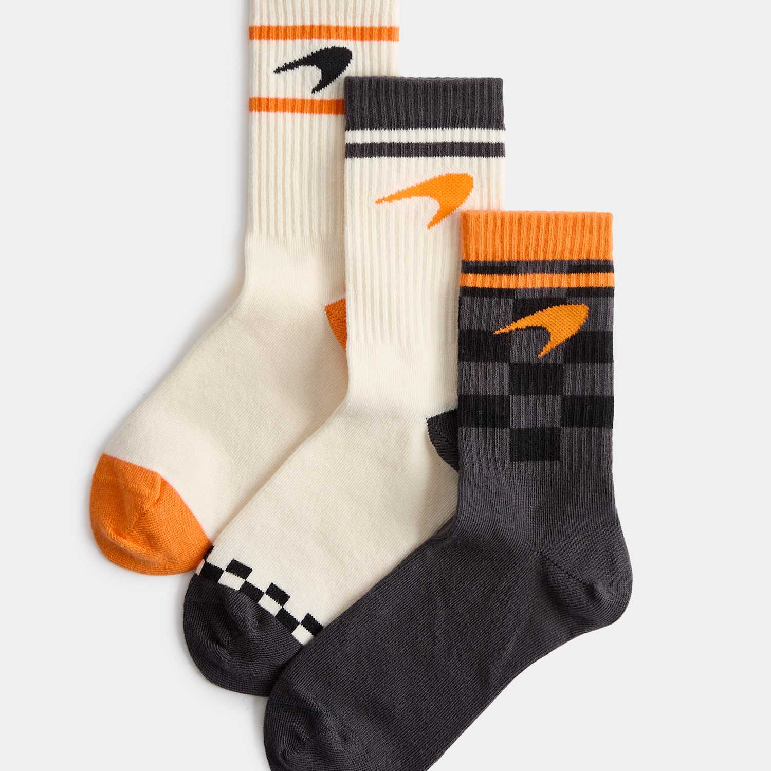 M&S Boys 3 Pack Cotton Rich McLaren Socks (6 Small - 7 Large) - 6-8 ½ - Orange Mix