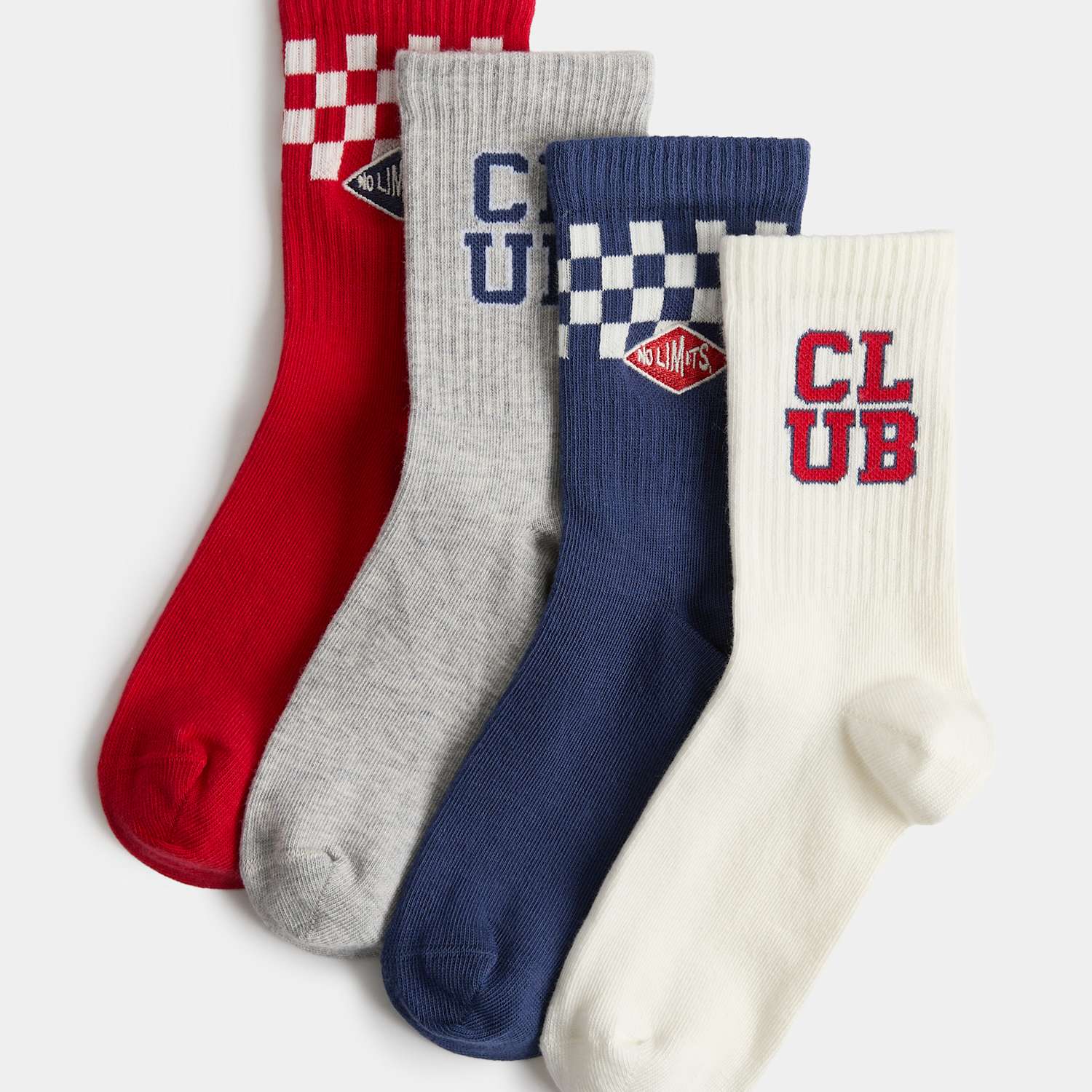 M&S Boys 4 Pack Checked Socks (6 Small-7 Large) - 6-8 ½ - Red Mix