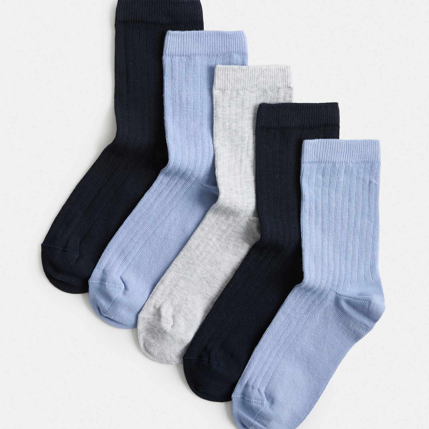 M&S Boys 5 Pack Cotton Rich Ribbed Ankle Socks - 8½-12 - Multi